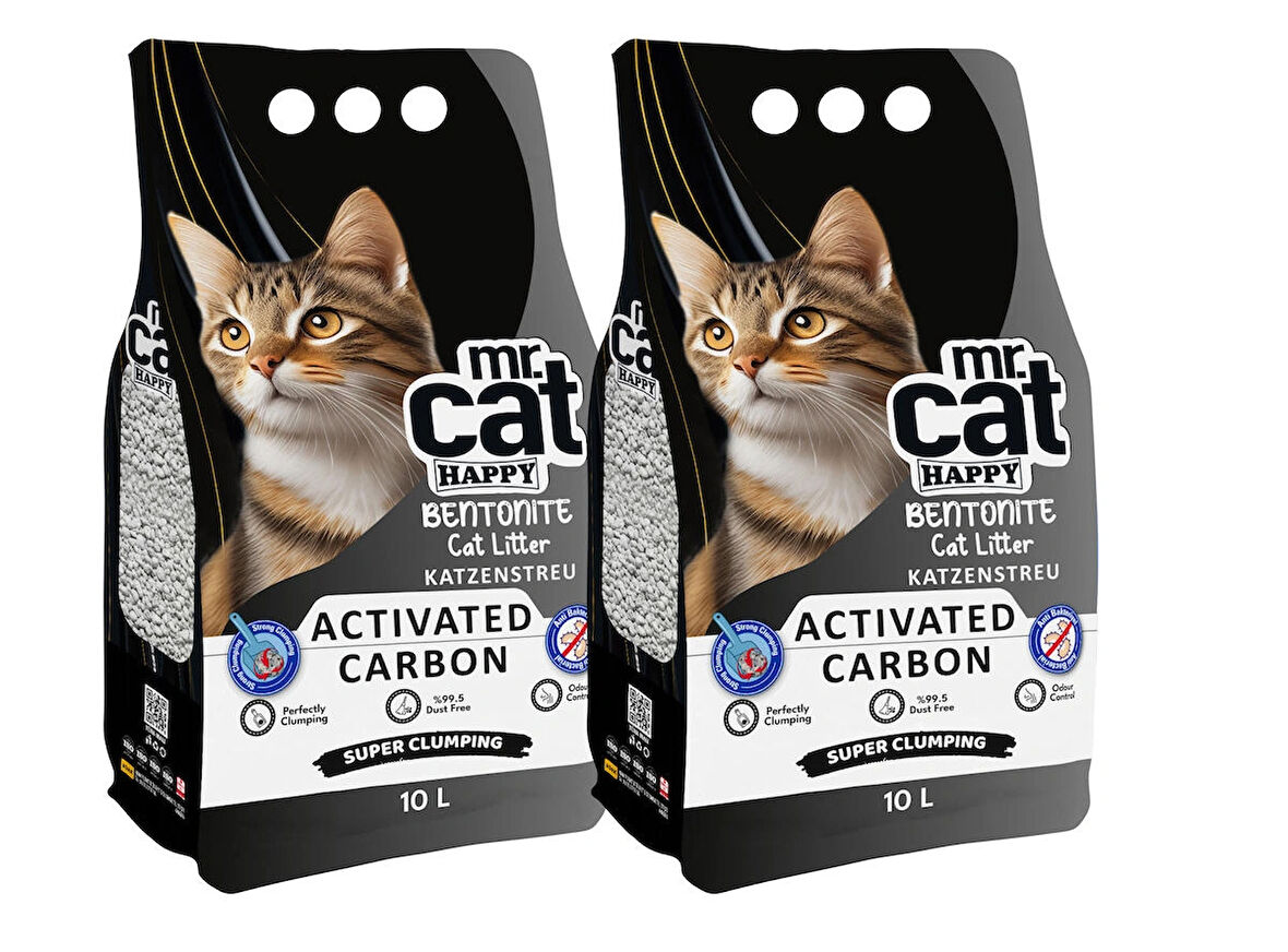 Mr. Cat Happy Aktif Karbonlu Kedi Kumu 10 L X 2