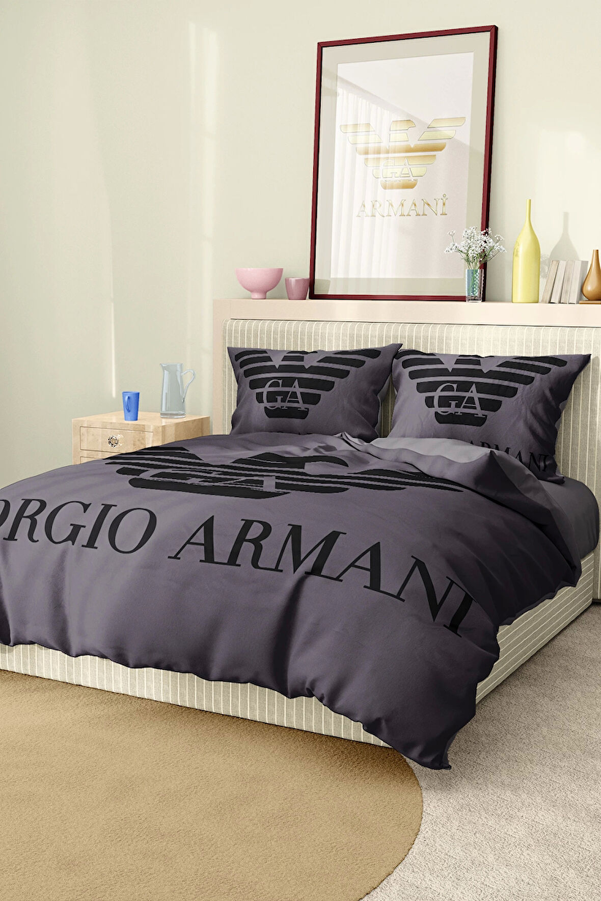 Marka Nevresim Takımı Çift Kişilik Pamuklu Saten Kumaş 6 Parça 3D Dijital Baskı Duvet Cover Set