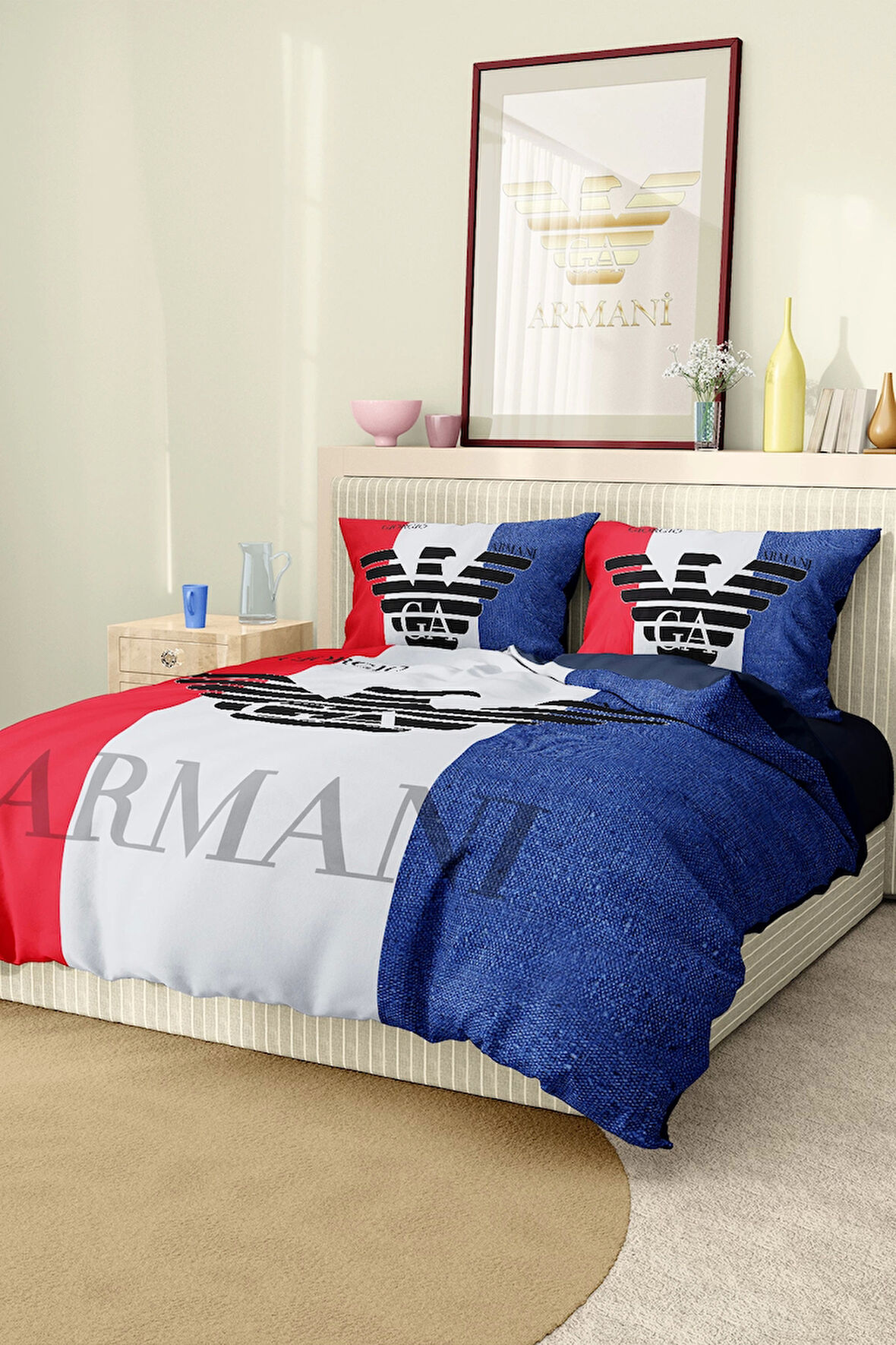 Marka Nevresim Takımı Çift Kişilik Pamuklu Saten Kumaş 6 Parça 3D Dijital Baskı Duvet Cover Set
