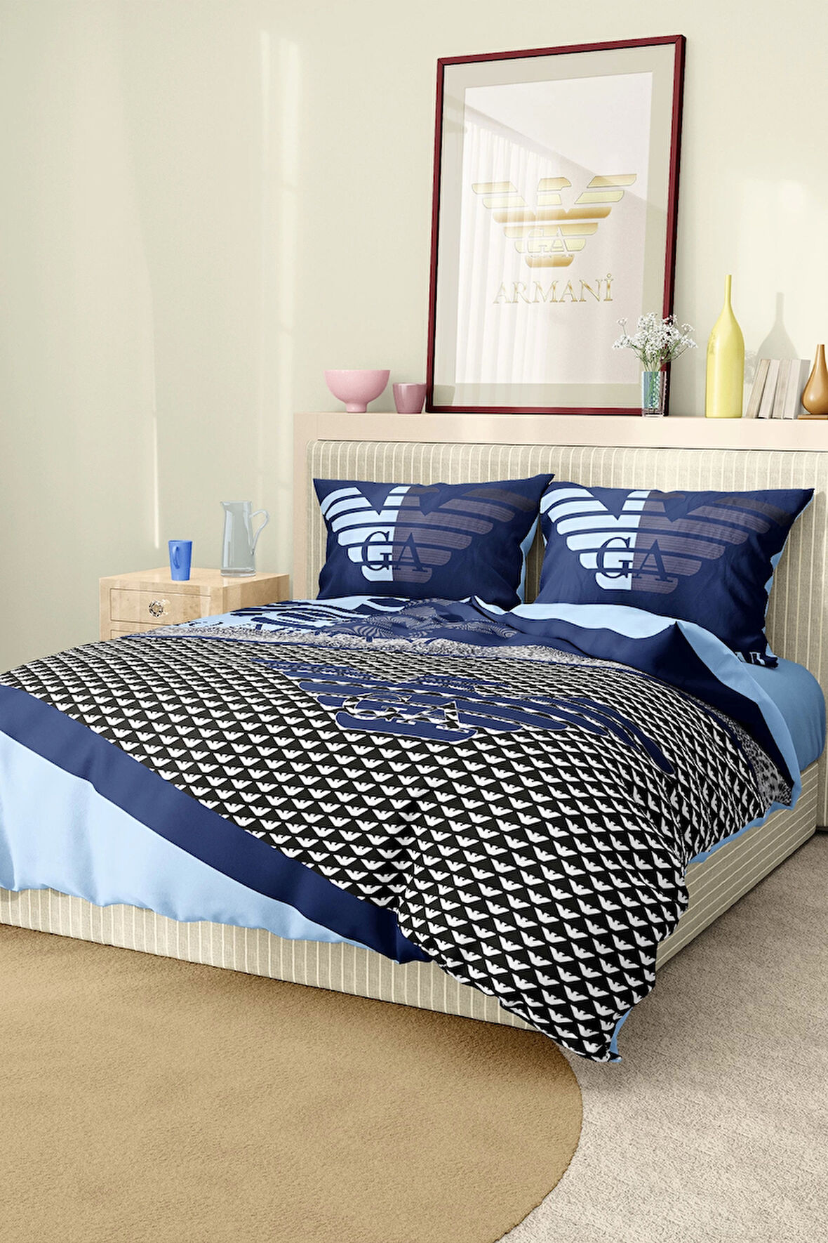 Marka Nevresim Takımı Çift Kişilik Pamuklu Saten Kumaş 6 Parça 3D Dijital Baskı Duvet Cover Set