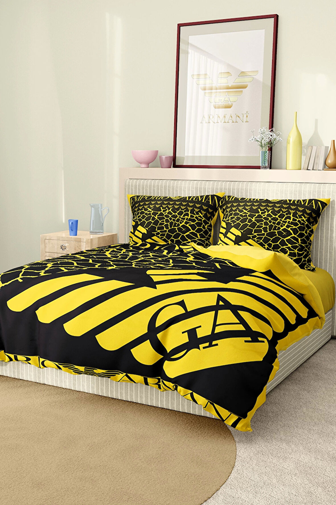 Marka Nevresim Takımı Çift Kişilik Pamuklu Saten Kumaş 6 Parça 3D Dijital Baskı Duvet Cover Set