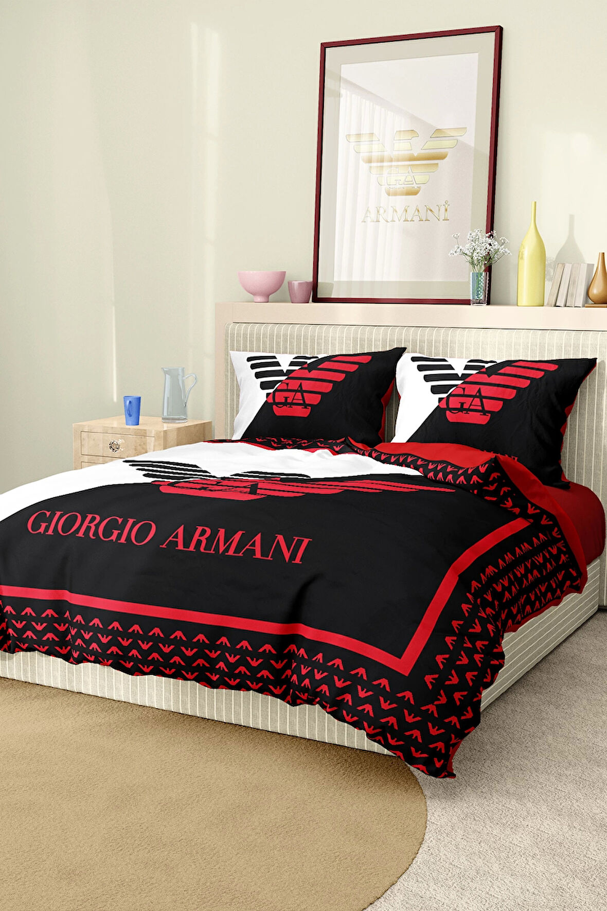 Marka Nevresim Takımı Çift Kişilik Pamuklu Saten Kumaş 6 Parça 3D Dijital Baskı Duvet Cover Set