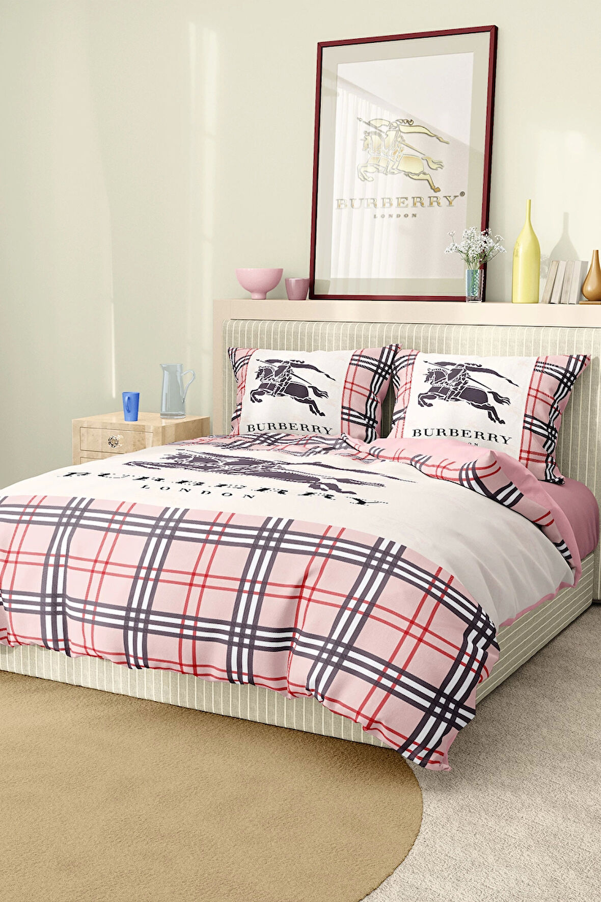 Marka Nevresim Takımı Çift Kişilik Pamuklu Saten Kumaş 6 Parça 3D Dijital Baskı Duvet Cover Set