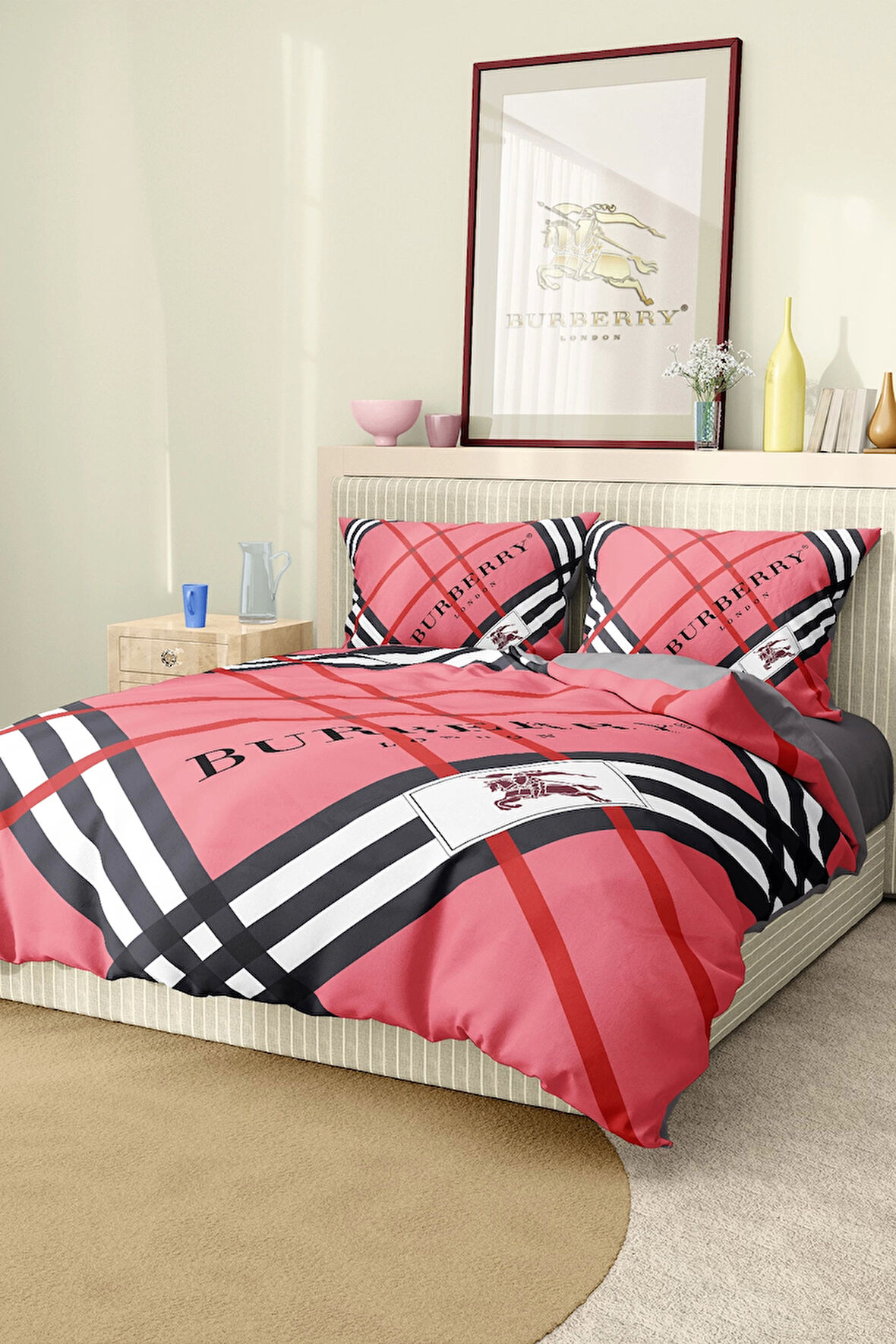 Marka Nevresim Takımı Çift Kişilik Pamuklu Saten Kumaş 6 Parça 3D Dijital Baskı Duvet Cover Set