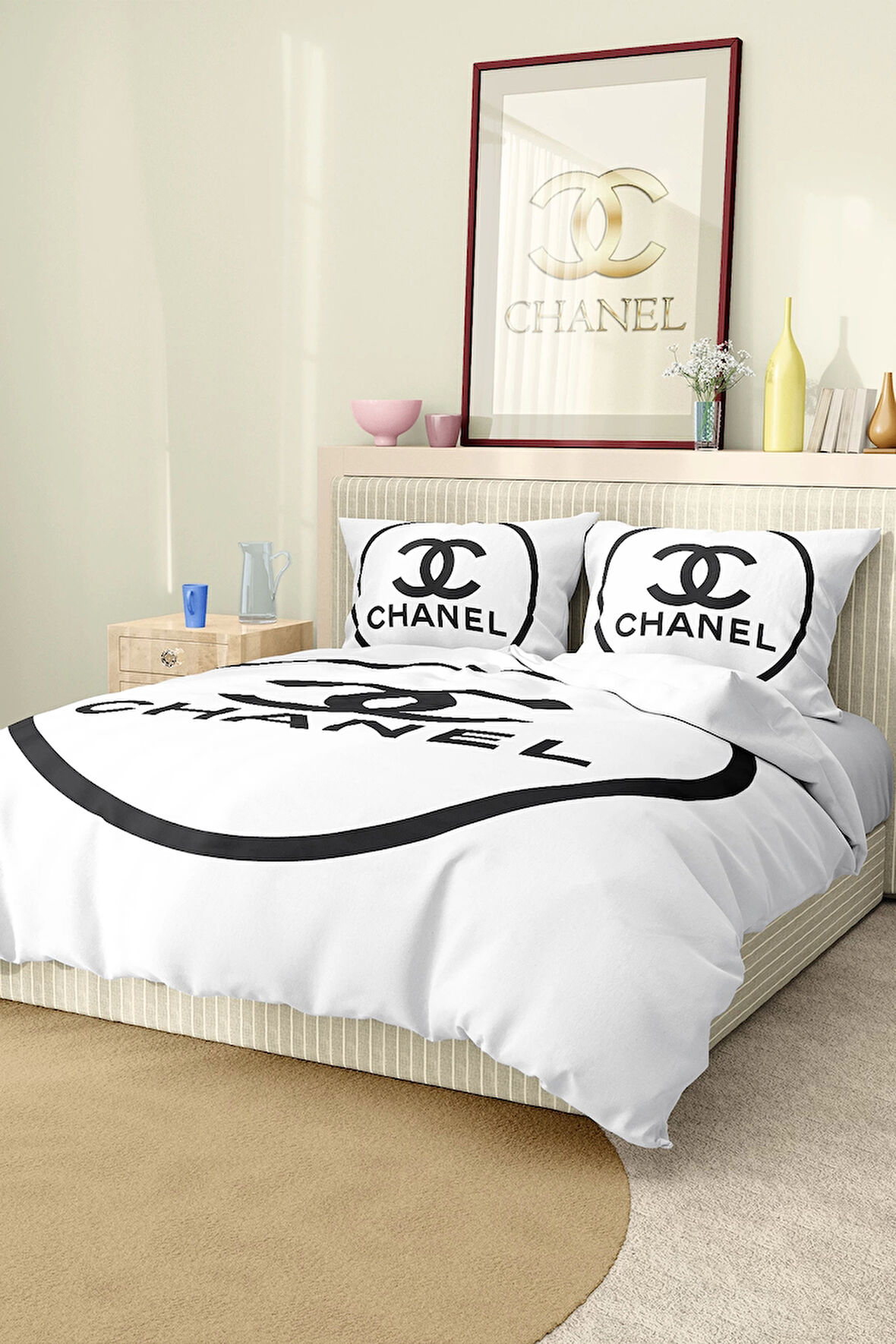 Marka Nevresim Takımı Çift Kişilik Pamuklu Saten Kumaş 6 Parça 3D Dijital Baskı Duvet Cover Set