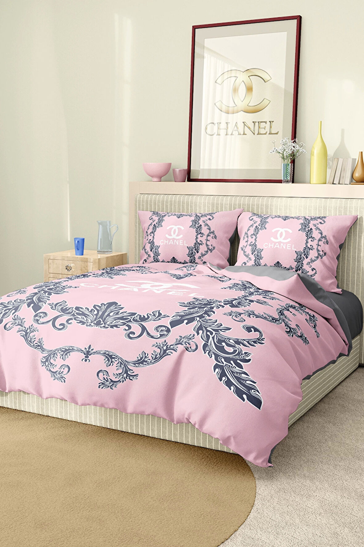 Marka Nevresim Takımı Çift Kişilik Pamuklu Saten Kumaş 6 Parça 3D Dijital Baskı Duvet Cover Set