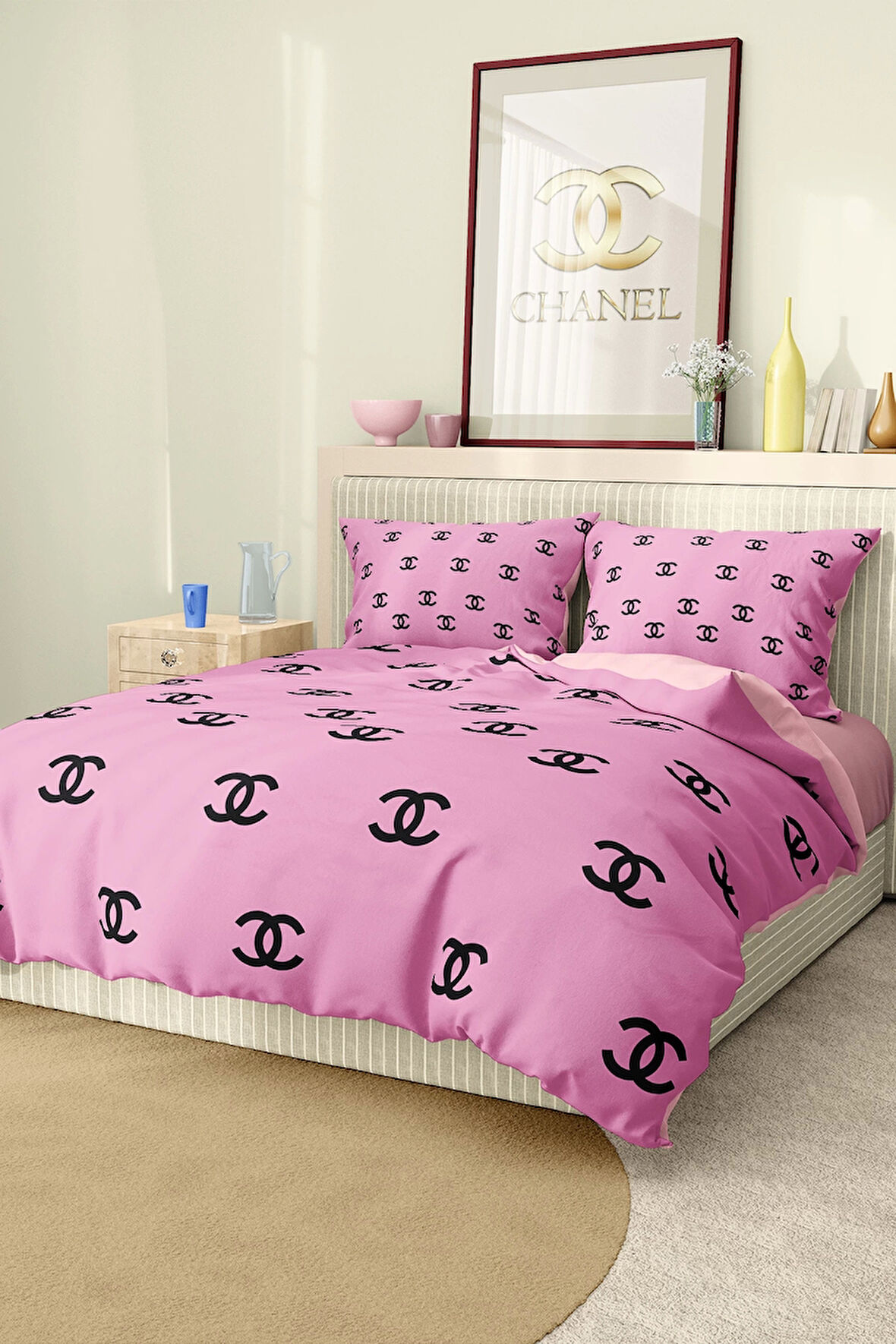 Marka Nevresim Takımı Çift Kişilik Pamuklu Saten Kumaş 6 Parça 3D Dijital Baskı Duvet Cover Set