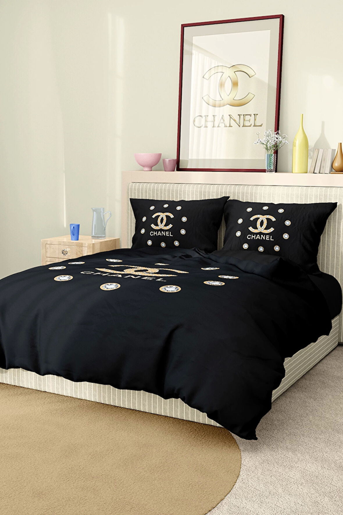 Marka Nevresim Takımı Çift Kişilik Pamuklu Saten Kumaş 6 Parça 3D Dijital Baskı Duvet Cover Set
