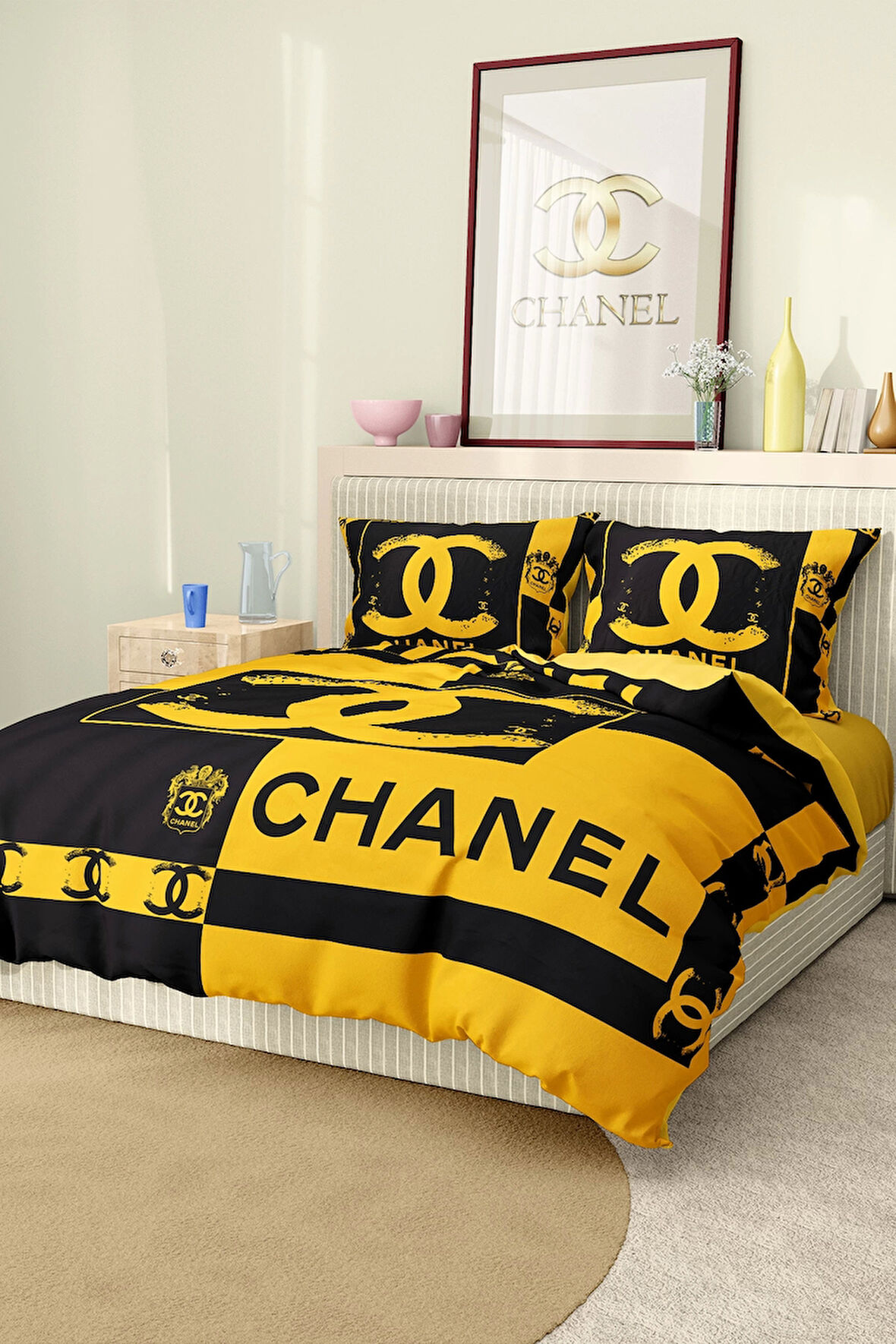Marka Nevresim Takımı Çift Kişilik Pamuklu Saten Kumaş 6 Parça 3D Dijital Baskı Duvet Cover Set