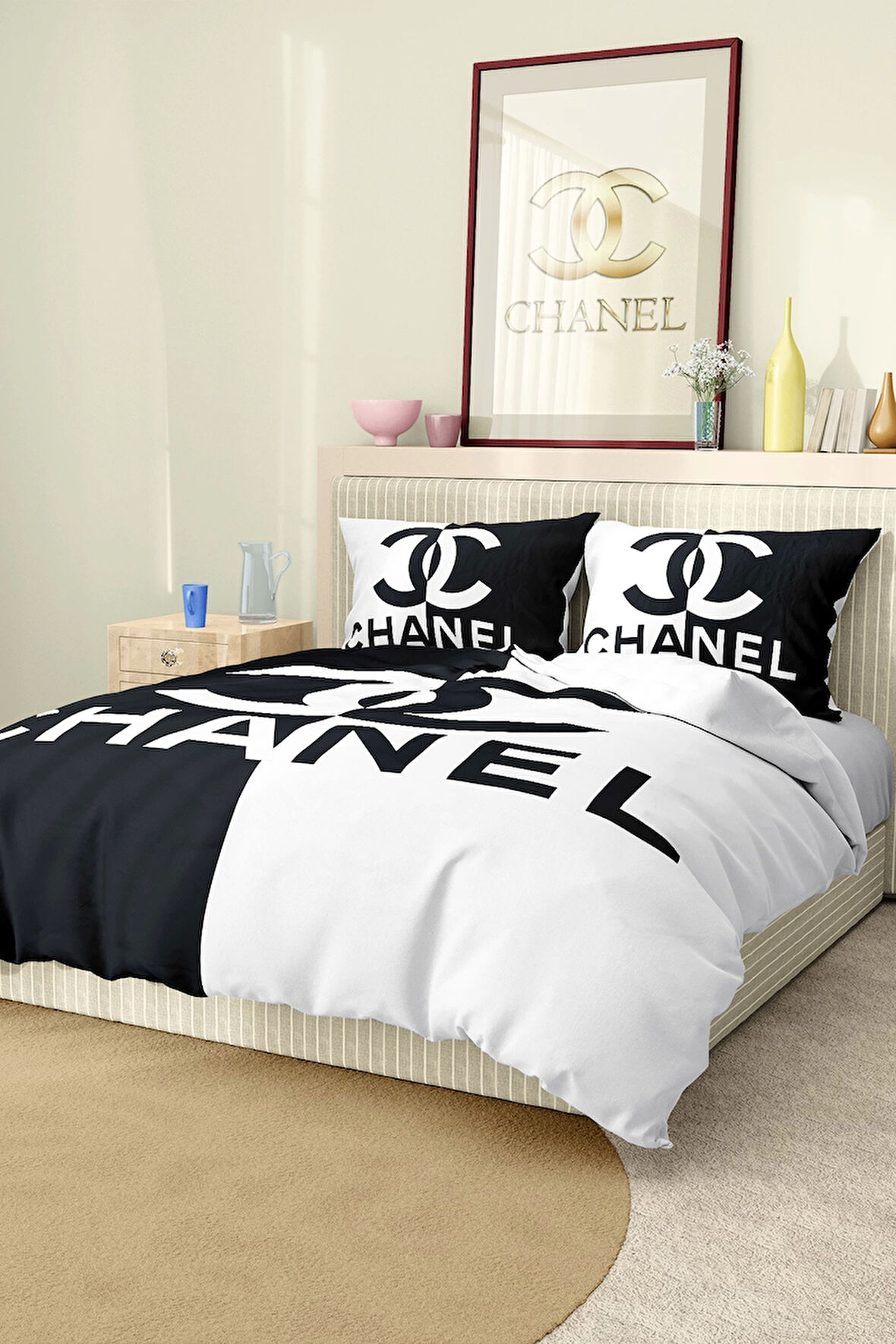 Marka Nevresim Takımı Çift Kişilik Pamuklu Saten Kumaş 6 Parça 3D Dijital Baskı Duvet Cover Set