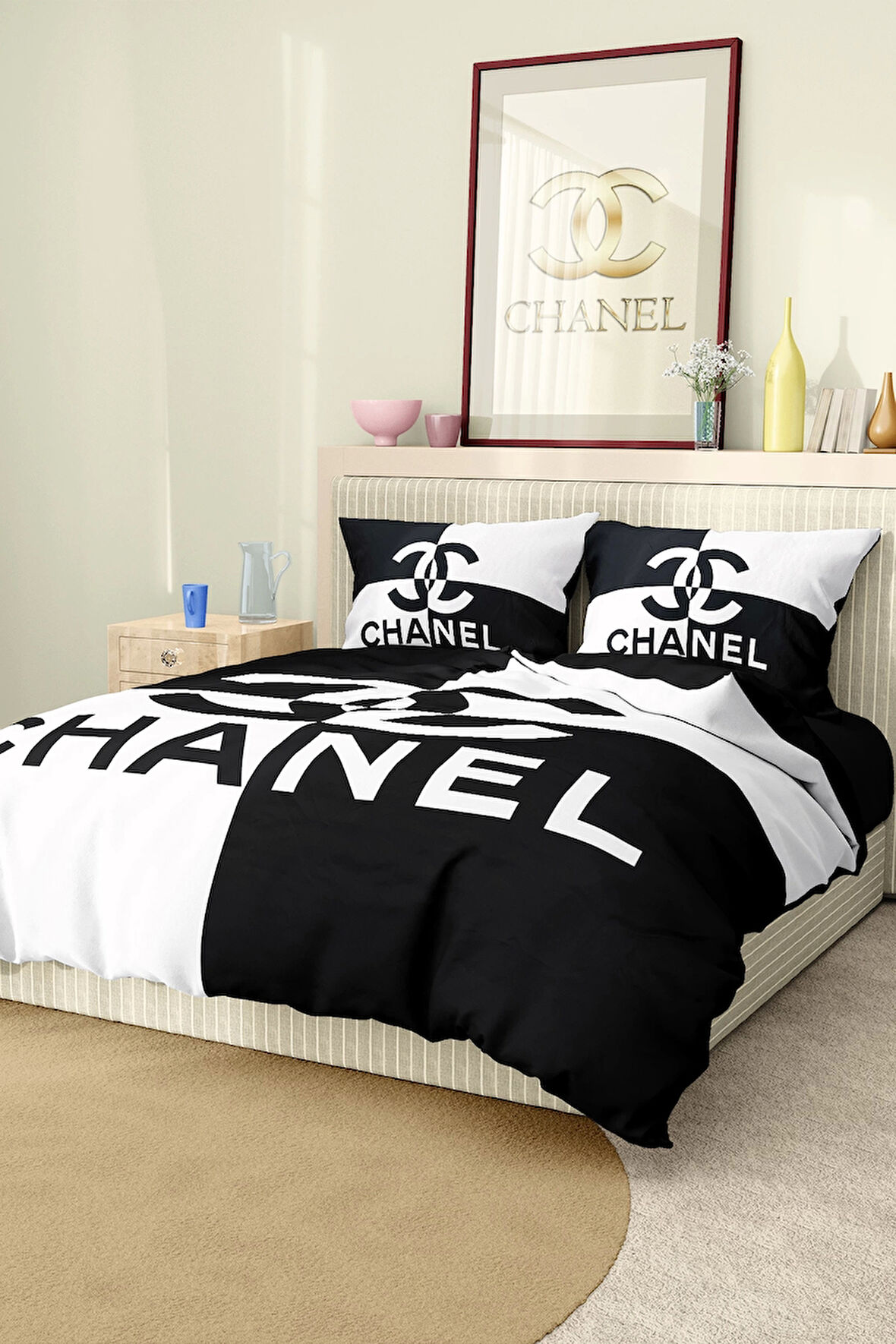 Marka Nevresim Takımı Çift Kişilik Pamuklu Saten Kumaş 6 Parça 3D Dijital Baskı Duvet Cover Set