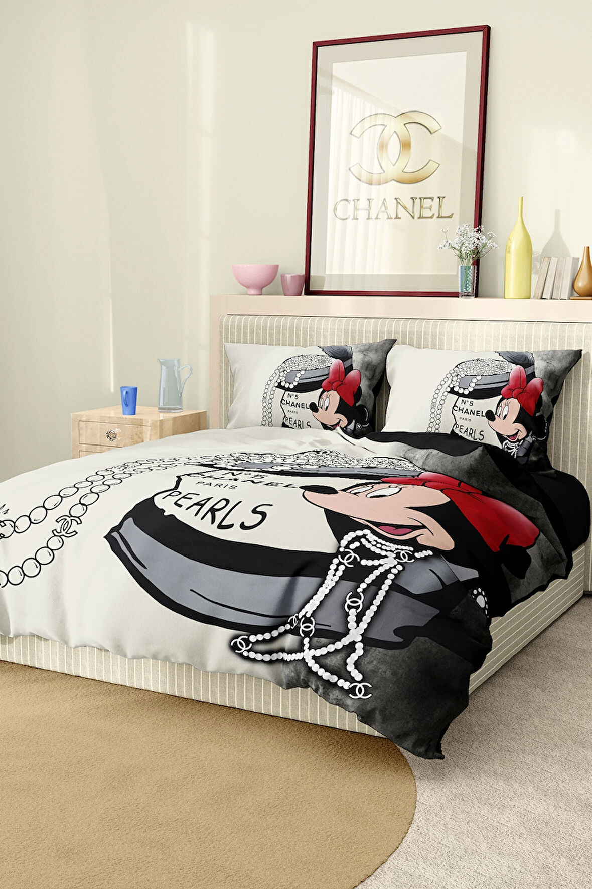 Marka Nevresim Takımı Çift Kişilik Pamuklu Saten Kumaş 6 Parça 3D Dijital Baskı Duvet Cover Set