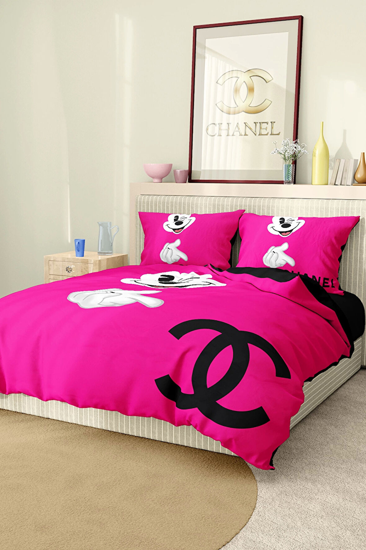 Marka Nevresim Takımı Çift Kişilik Pamuklu Saten Kumaş 6 Parça 3D Dijital Baskı Duvet Cover Set