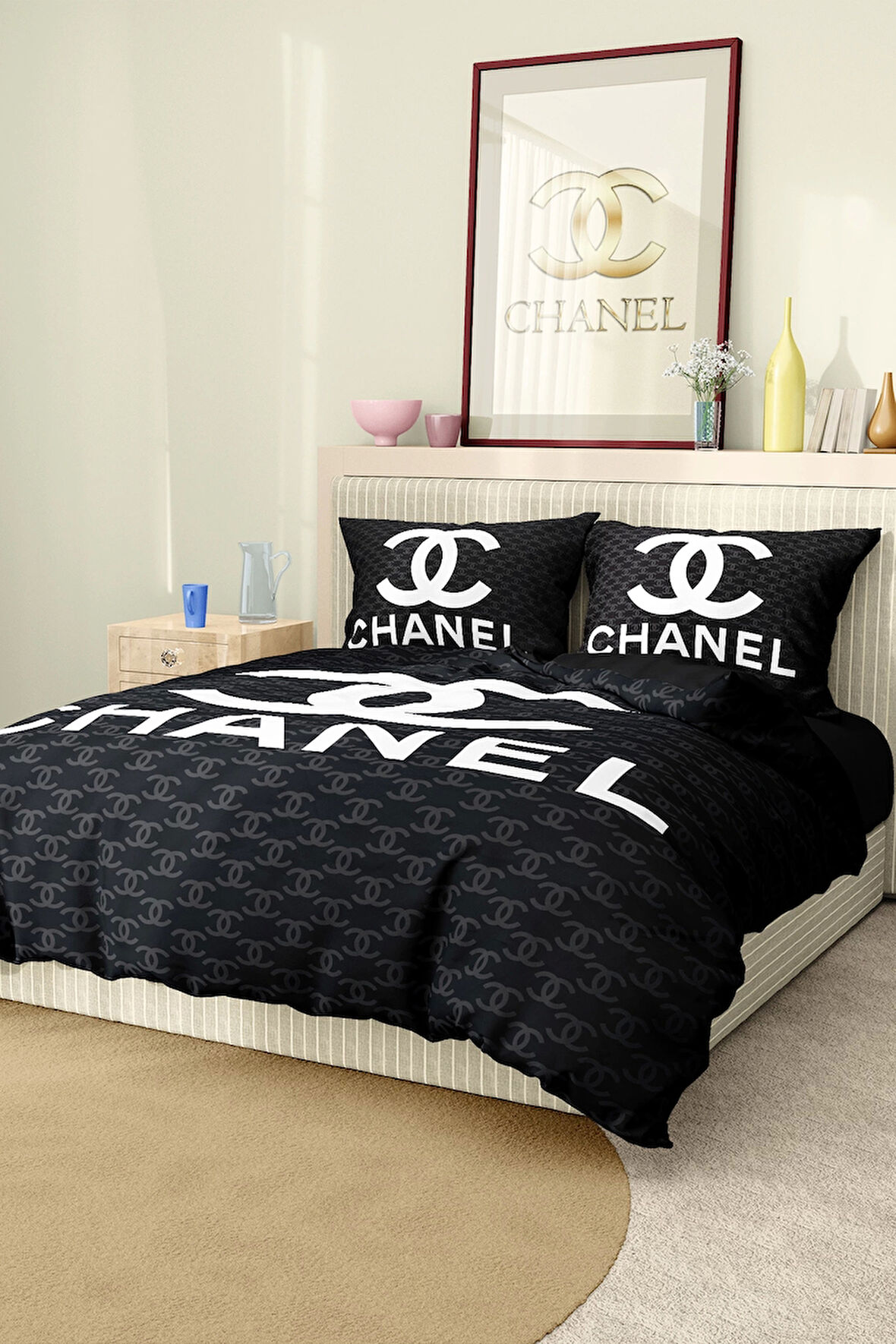 Marka Nevresim Takımı Çift Kişilik Pamuklu Saten Kumaş 6 Parça 3D Dijital Baskı Duvet Cover Set