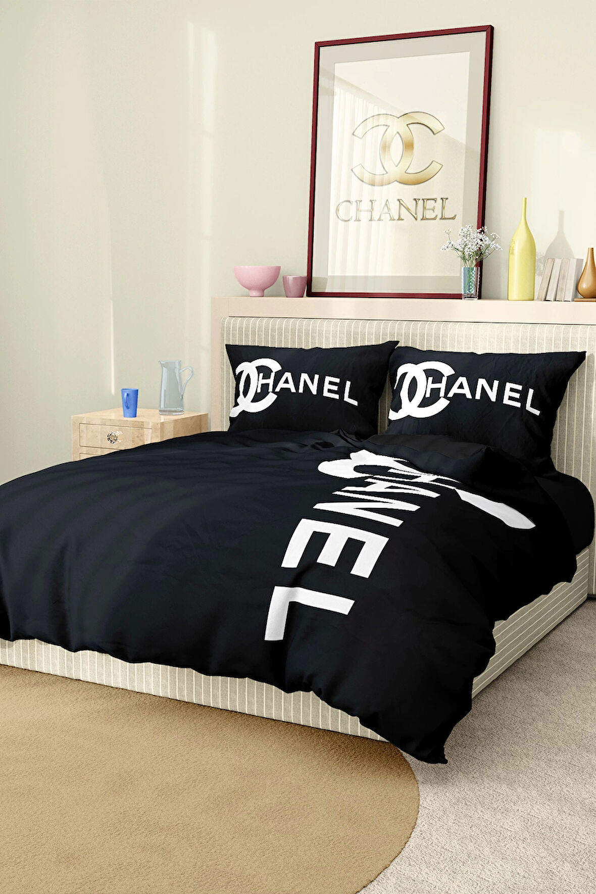 Marka Nevresim Takımı Çift Kişilik Pamuklu Saten Kumaş 6 Parça 3D Dijital Baskı Duvet Cover Set