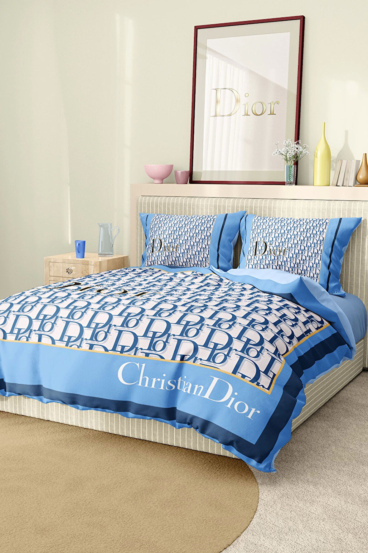Marka Nevresim Takımı Çift Kişilik Pamuklu Saten Kumaş 6 Parça 3D Dijital Baskı Duvet Cover Set