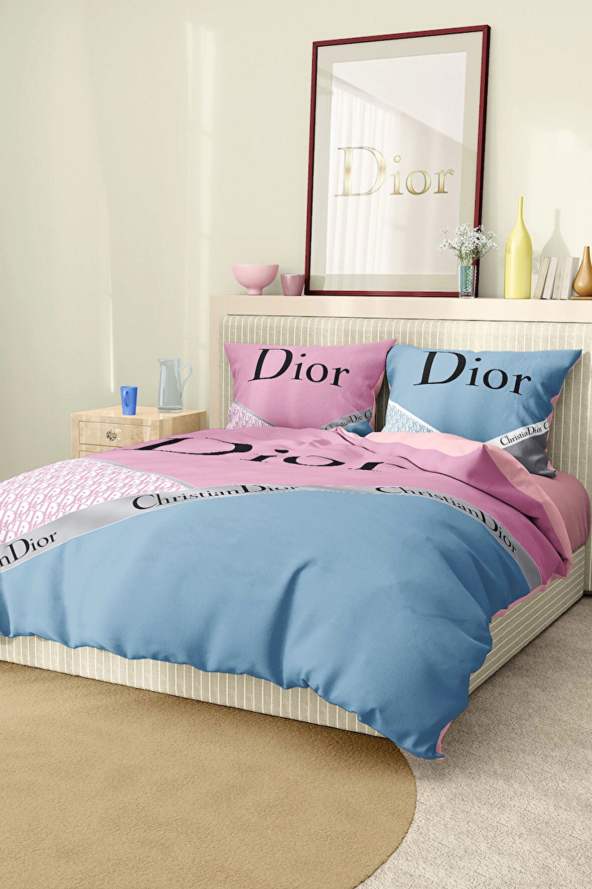 Marka Nevresim Takımı Çift Kişilik Pamuklu Saten Kumaş 6 Parça 3D Dijital Baskı Duvet Cover Set