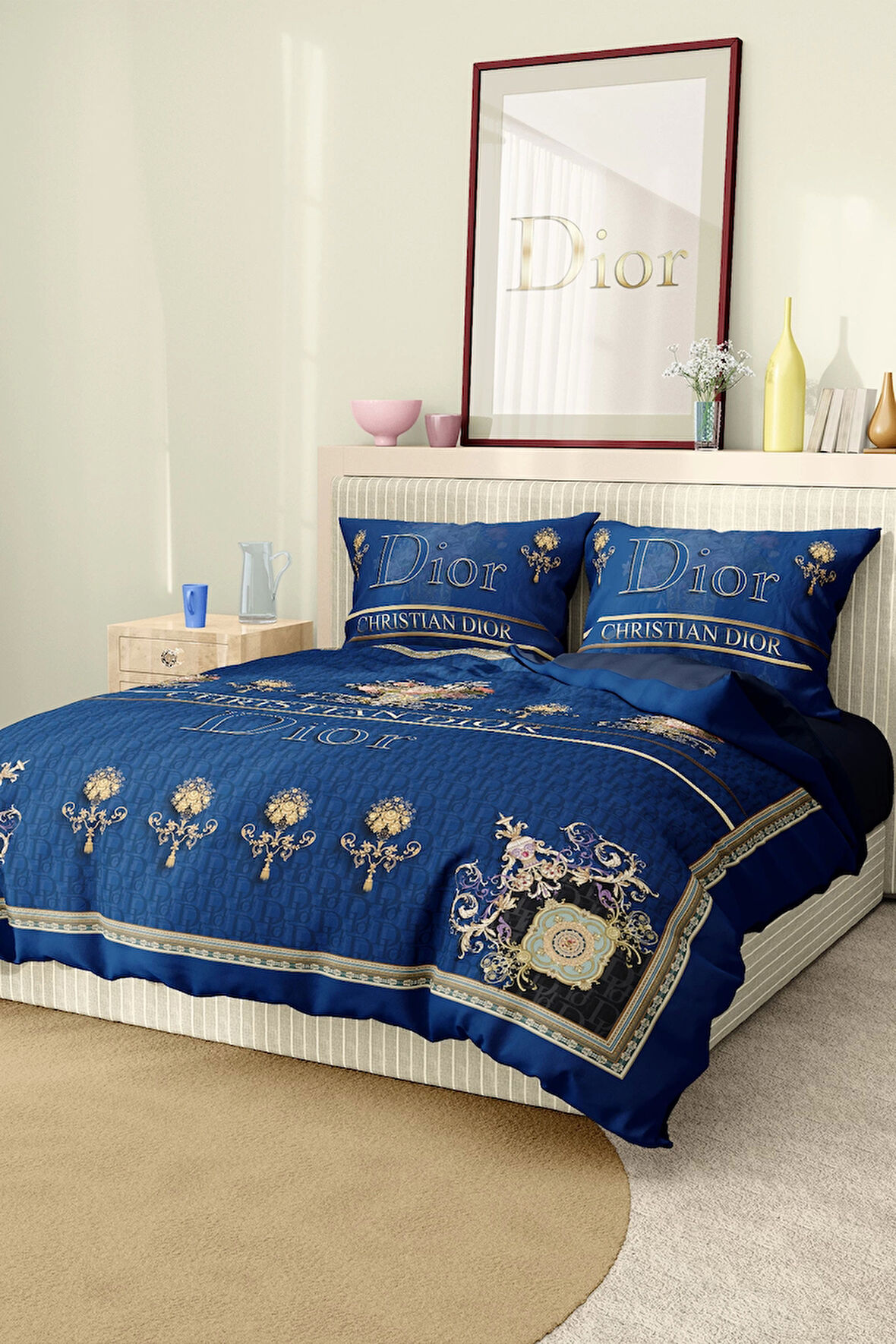 Marka Nevresim Takımı Çift Kişilik Pamuklu Saten Kumaş 6 Parça 3D Dijital Baskı Duvet Cover Set