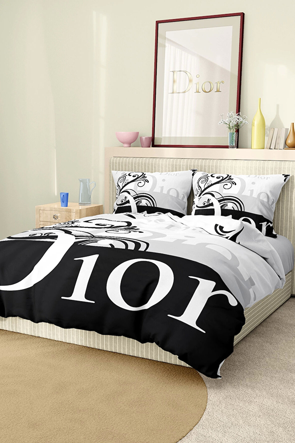 Marka Nevresim Takımı Çift Kişilik Pamuklu Saten Kumaş 6 Parça 3D Dijital Baskı Duvet Cover Set