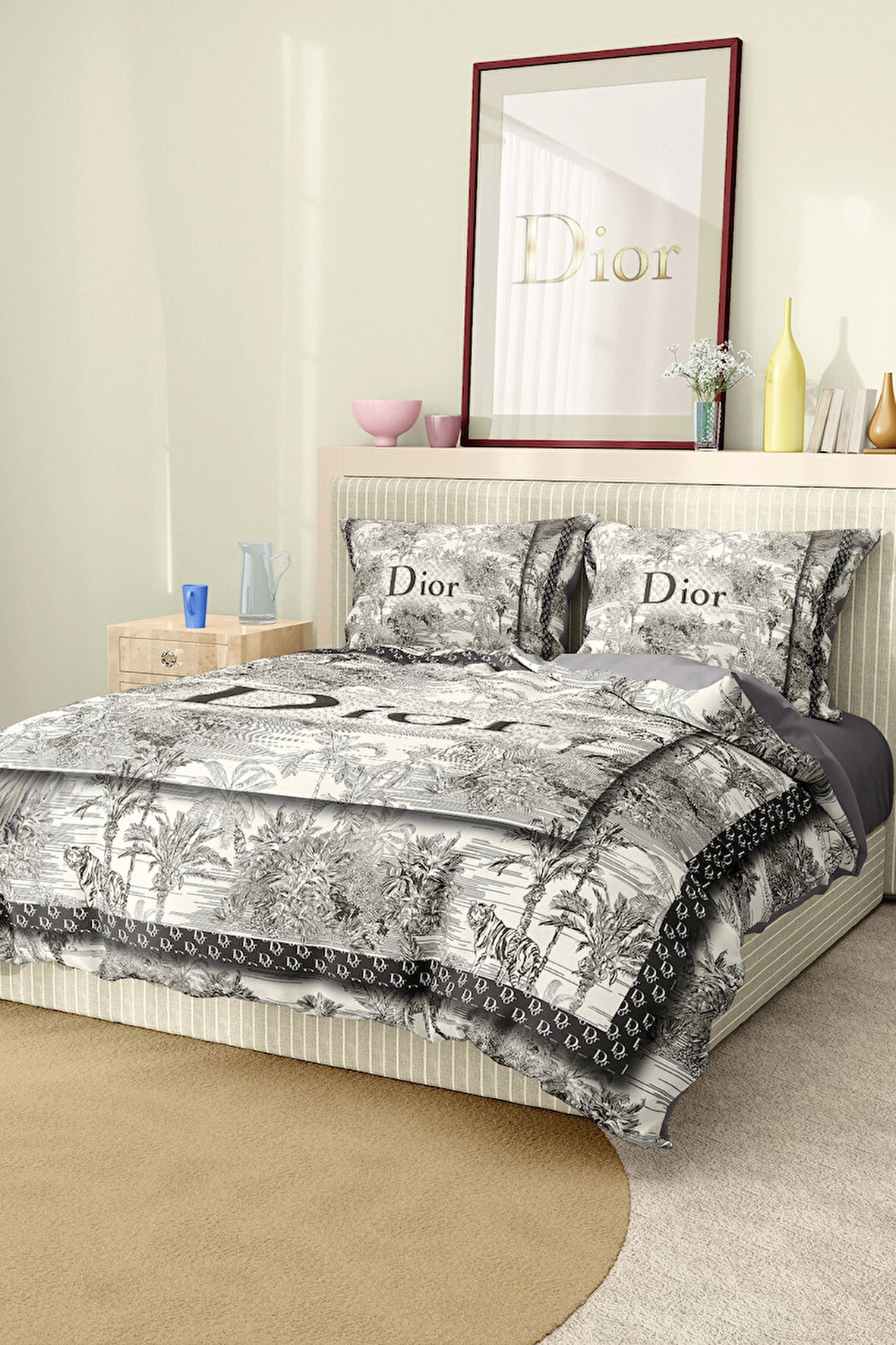 Marka Nevresim Takımı Çift Kişilik Pamuklu Saten Kumaş 6 Parça 3D Dijital Baskı Duvet Cover Set