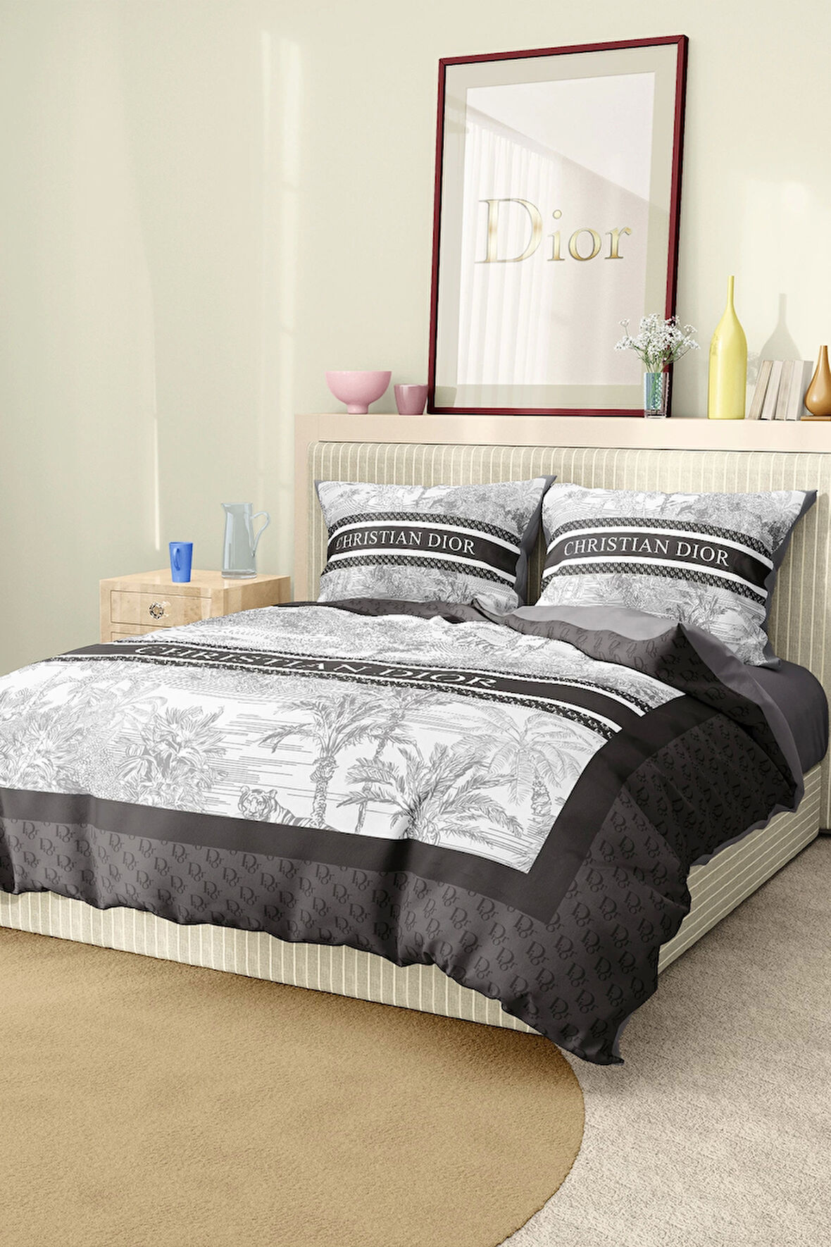 Marka Nevresim Takımı Çift Kişilik Pamuklu Saten Kumaş 6 Parça 3D Dijital Baskı Duvet Cover Set
