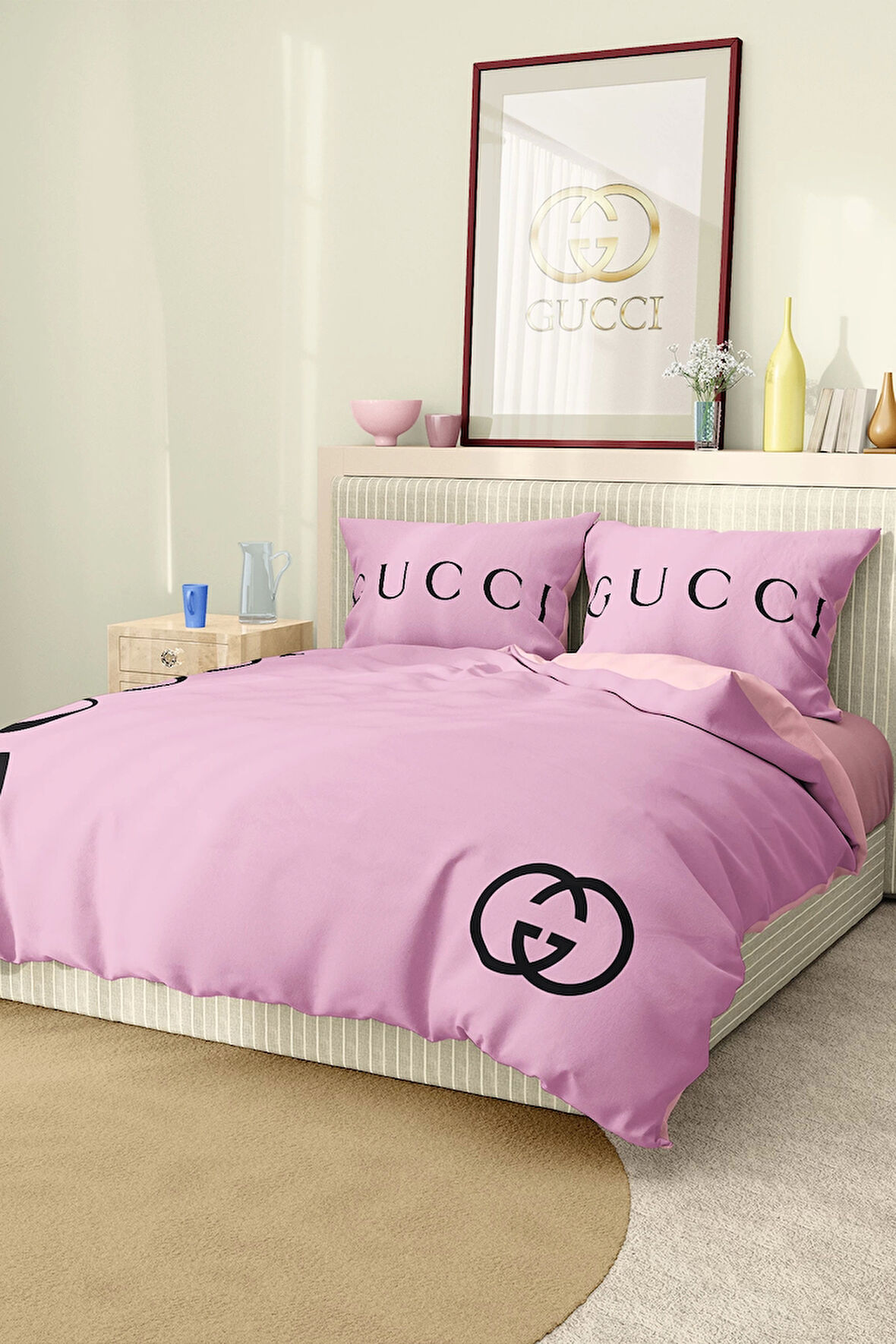 Marka Nevresim Takımı Çift Kişilik Pamuklu Saten Kumaş 6 Parça 3D Dijital Baskı Duvet Cover Set