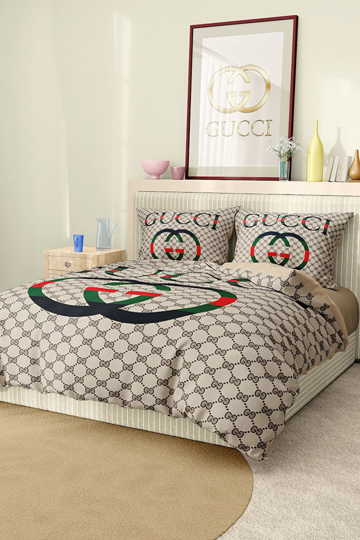 Marka Nevresim Takımı Çift Kişilik Pamuklu Saten Kumaş 6 Parça 3D Dijital Baskı Duvet Cover Set