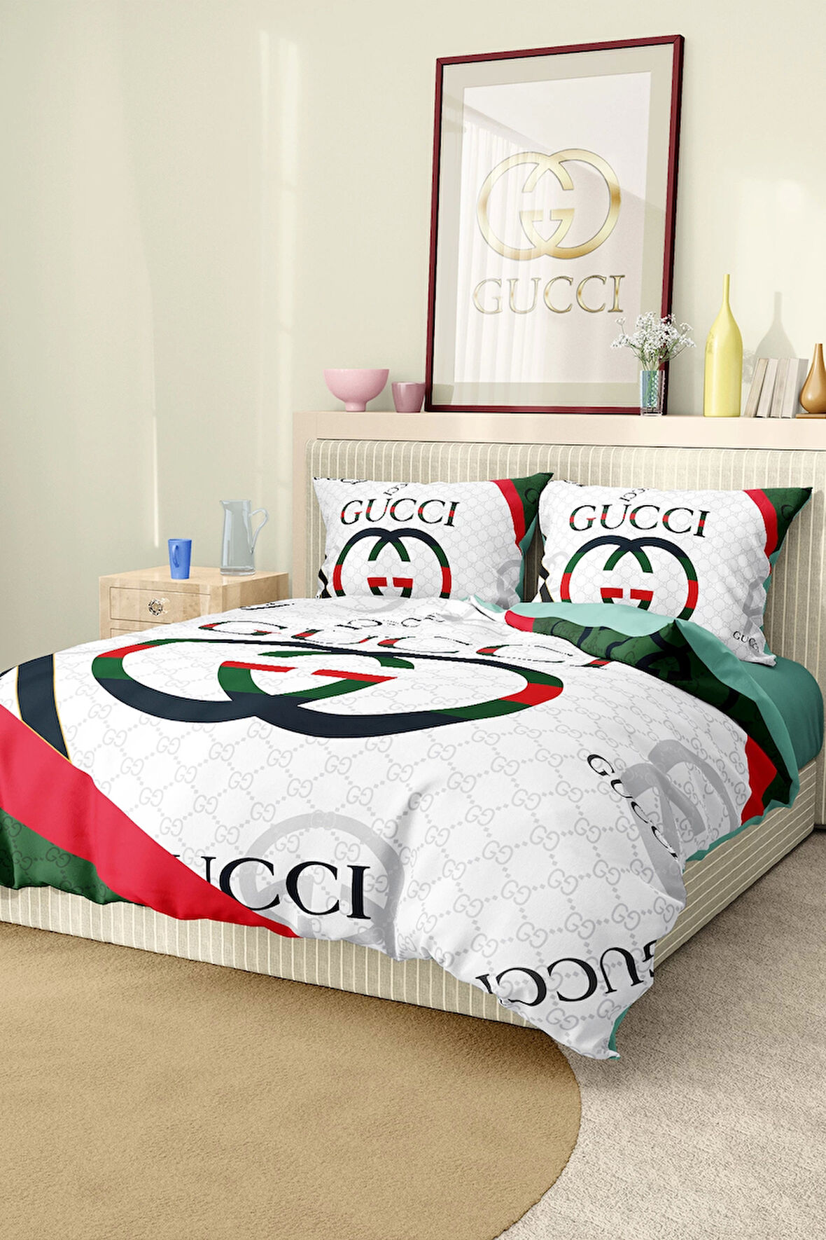 Marka Nevresim Takımı Çift Kişilik Pamuklu Saten Kumaş 6 Parça 3D Dijital Baskı Duvet Cover Set