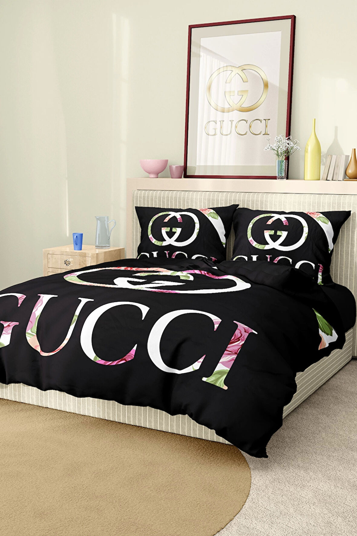 Marka Nevresim Takımı Çift Kişilik Pamuklu Saten Kumaş 6 Parça 3D Dijital Baskı Duvet Cover Set