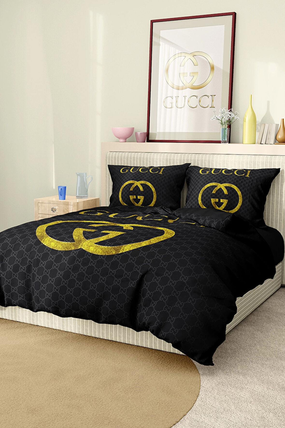 Marka Nevresim Takımı Çift Kişilik Pamuklu Saten Kumaş 6 Parça 3D Dijital Baskı Duvet Cover Set