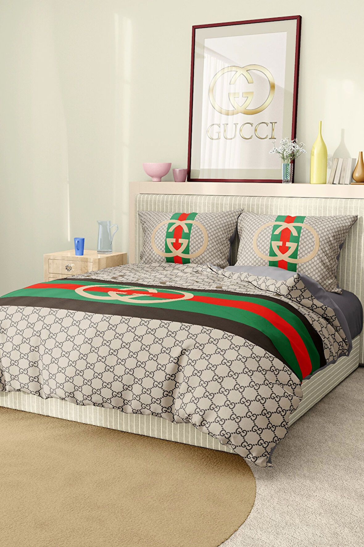 Marka Nevresim Takımı Çift Kişilik Pamuklu Saten Kumaş 6 Parça 3D Dijital Baskı Duvet Cover Set