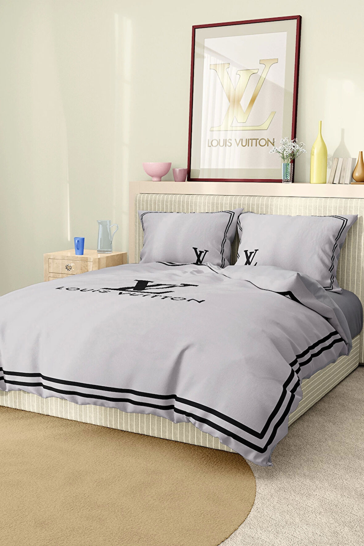 Marka Nevresim Takımı Çift Kişilik Pamuklu Saten Kumaş 6 Parça 3D Dijital Baskı Duvet Cover Set