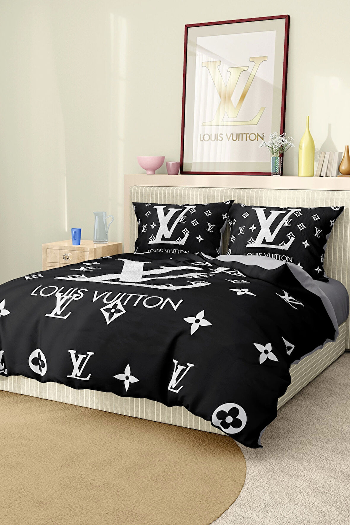 Marka Nevresim Takımı Çift Kişilik Pamuklu Saten Kumaş 6 Parça 3D Dijital Baskı Duvet Cover Set