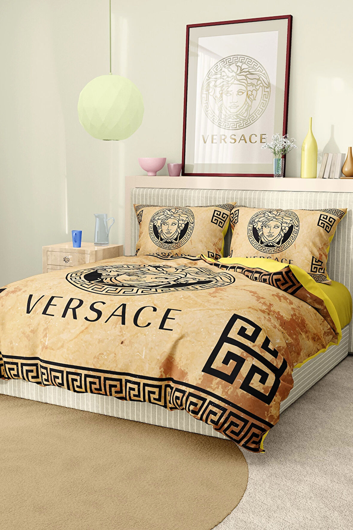 Marka Nevresim Takımı Çift Kişilik Pamuklu Saten Kumaş 6 Parça 3D Dijital Baskı Duvet Cover Set