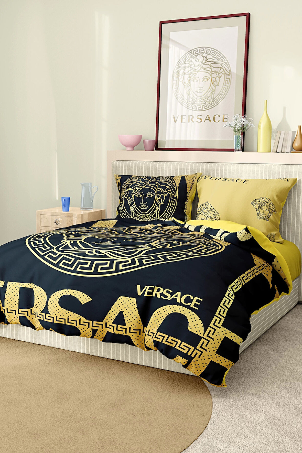 Marka Nevresim Takımı Çift Kişilik Pamuklu Saten Kumaş 6 Parça 3D Dijital Baskı Duvet Cover Set