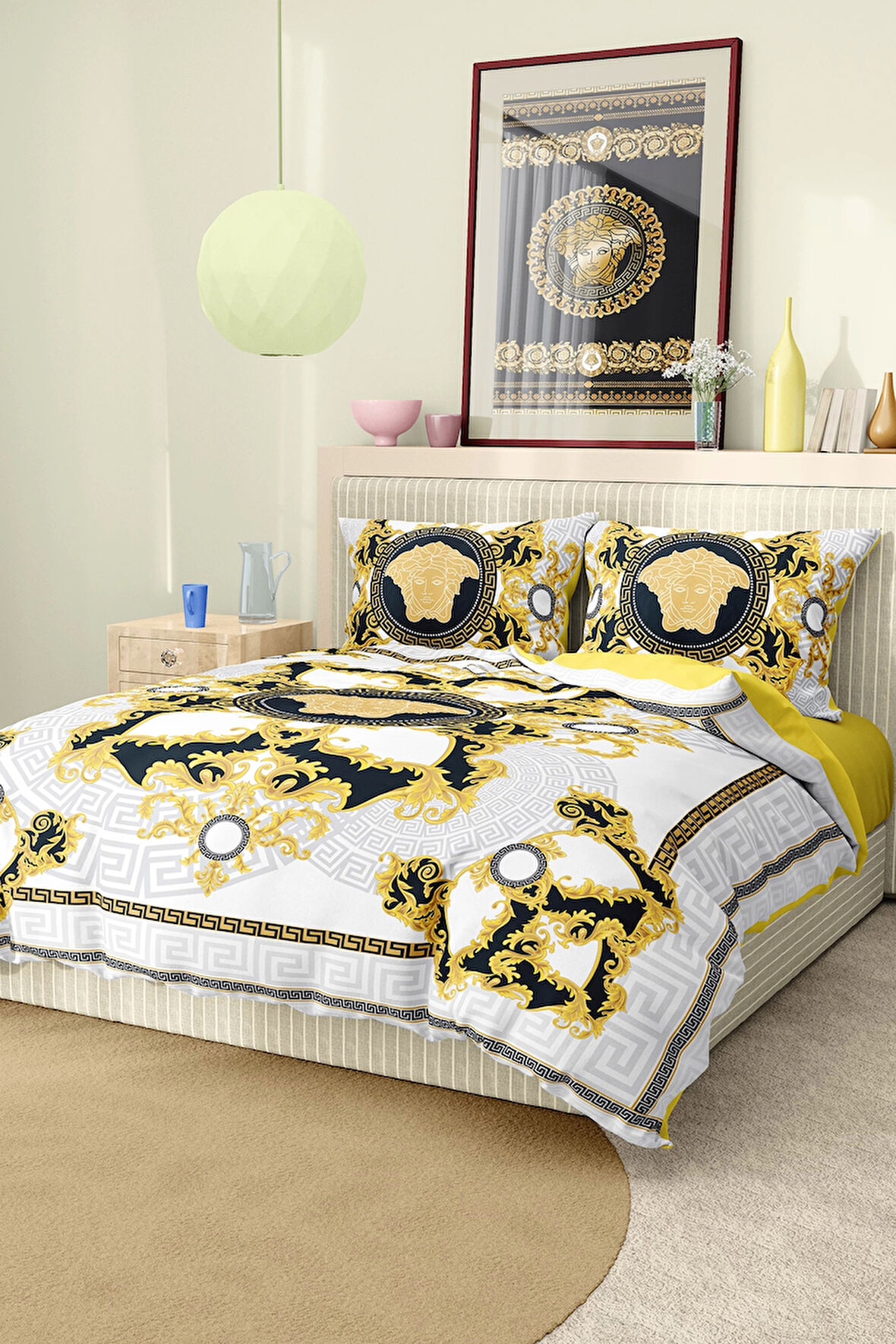 Marka Nevresim Takımı Çift Kişilik Pamuklu Saten Kumaş 6 Parça 3D Dijital Baskı Duvet Cover Set