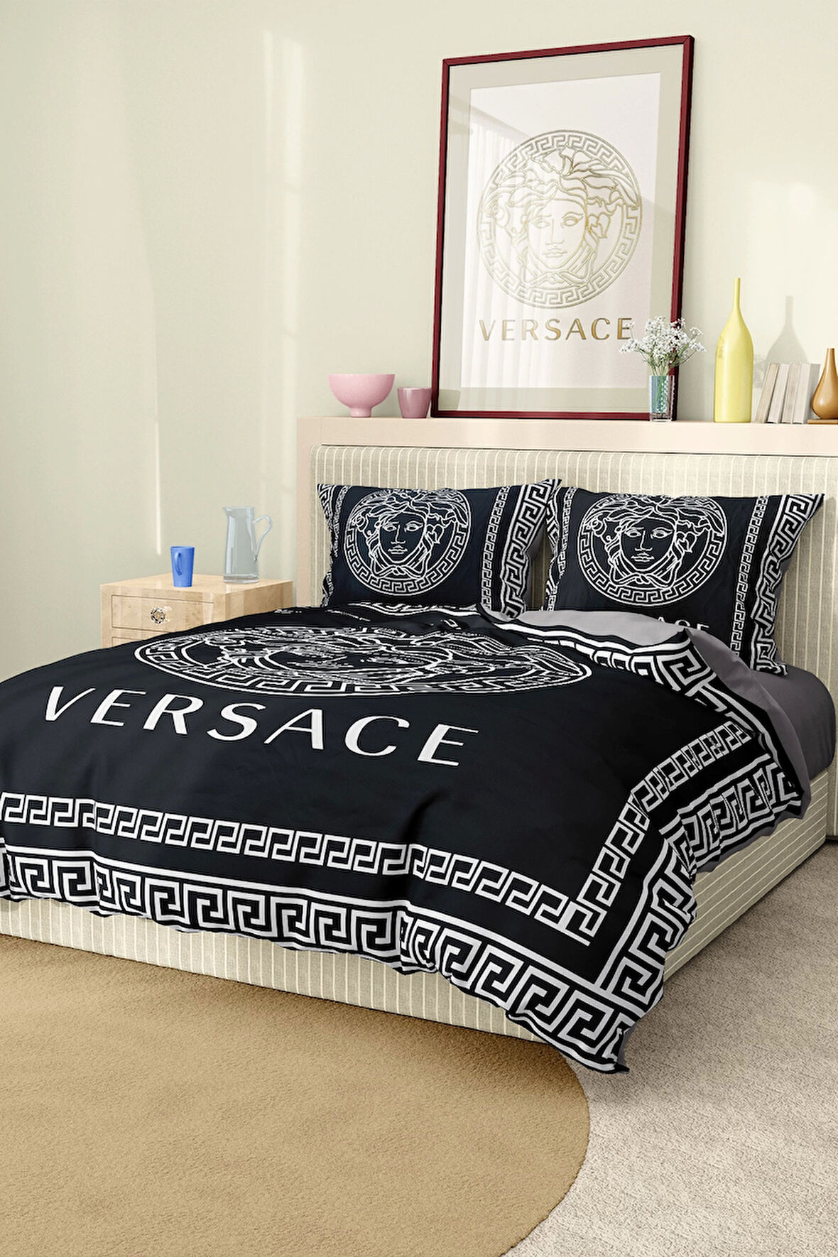 Marka Nevresim Takımı Çift Kişilik Pamuklu Saten Kumaş 6 Parça 3D Dijital Baskı Duvet Cover Set