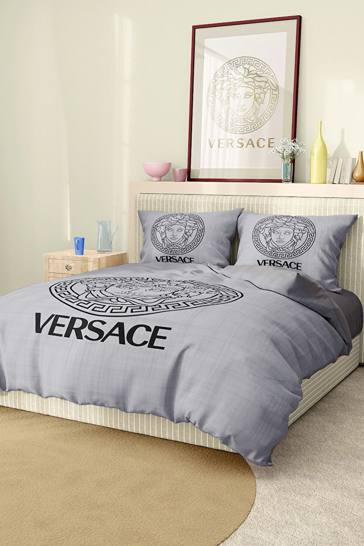 Marka Nevresim Takımı Çift Kişilik Pamuklu Saten Kumaş 6 Parça 3D Dijital Baskı Duvet Cover Set