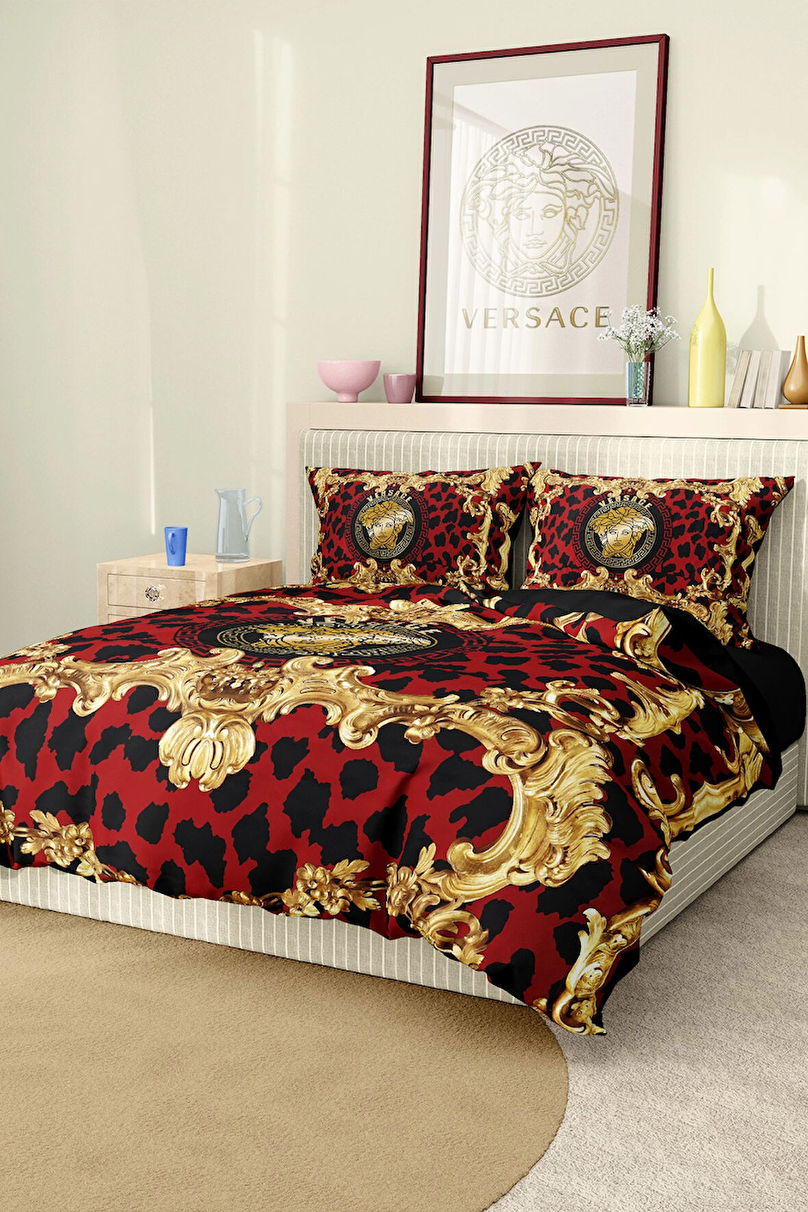 Marka Nevresim Takımı Çift Kişilik Pamuklu Saten Kumaş 6 Parça 3D Dijital Baskı Duvet Cover Set