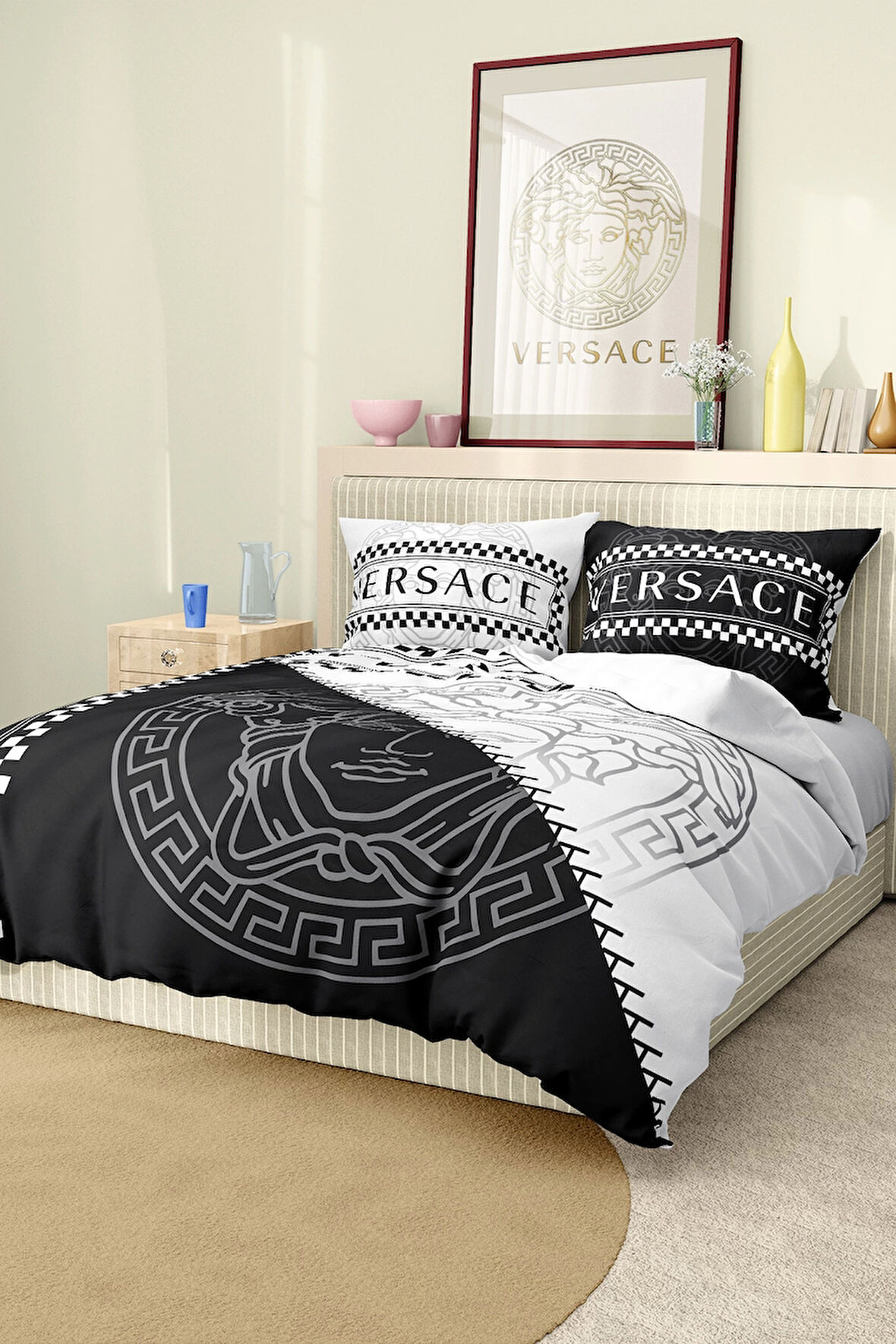 Marka Nevresim Takımı Çift Kişilik Pamuklu Saten Kumaş 6 Parça 3D Dijital Baskı Duvet Cover Set
