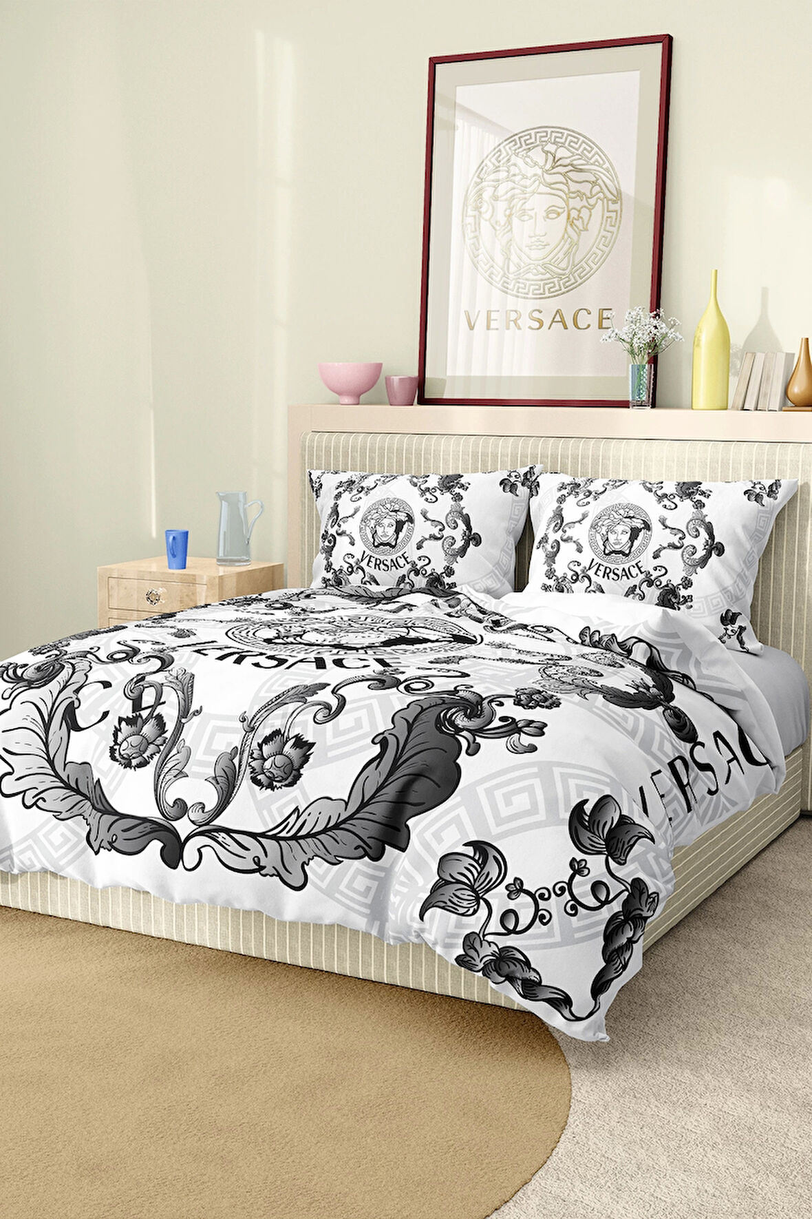 Marka Nevresim Takımı Çift Kişilik Pamuklu Saten Kumaş 6 Parça 3D Dijital Baskı Duvet Cover Set