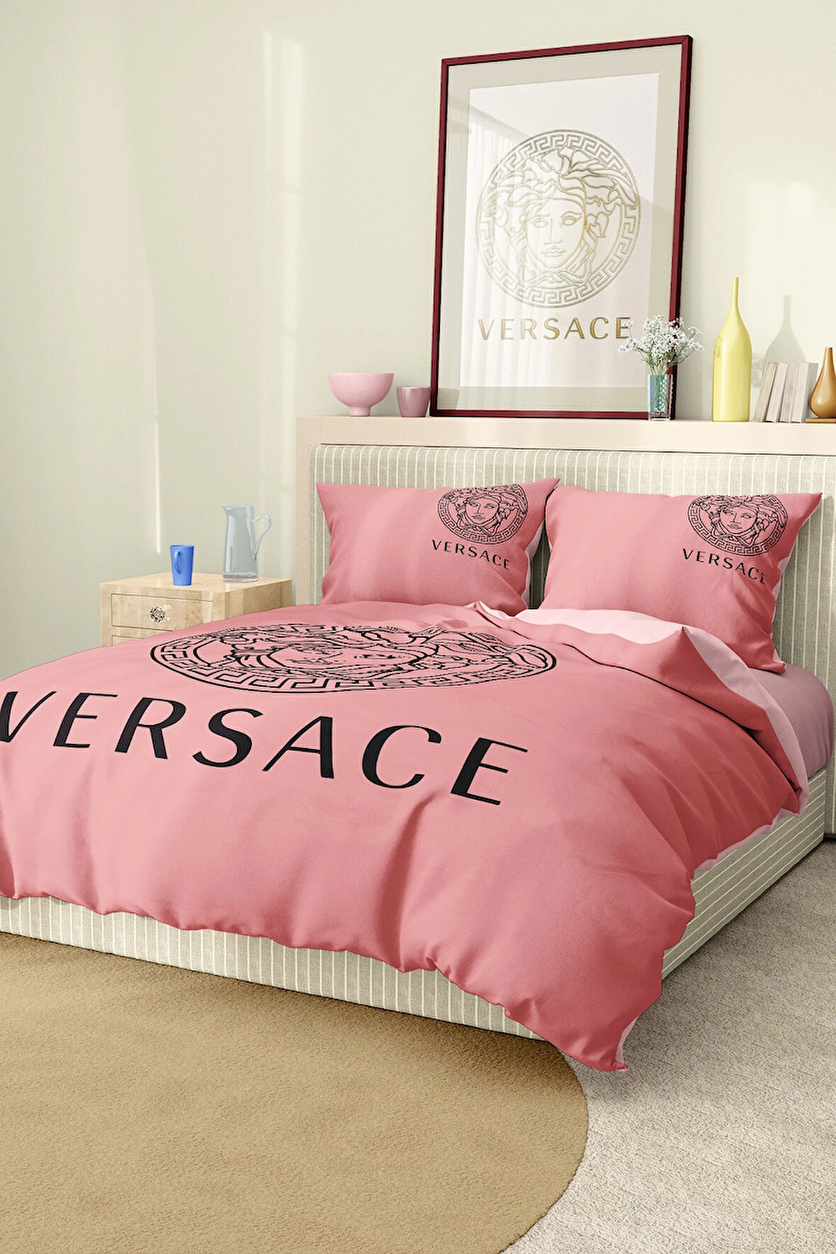 Marka Nevresim Takımı Çift Kişilik Pamuklu Saten Kumaş 6 Parça 3D Dijital Baskı Duvet Cover Set