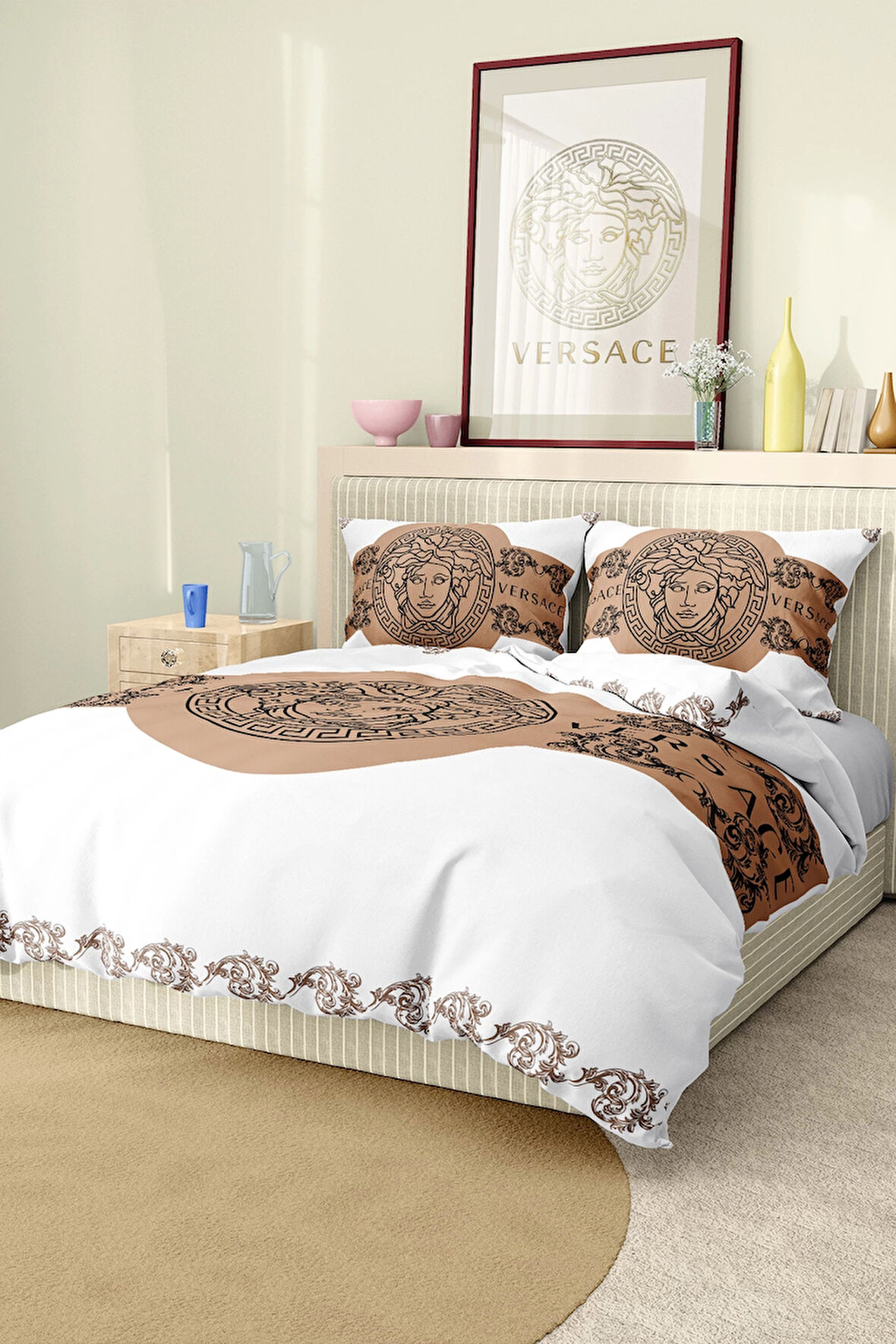 Marka Nevresim Takımı Çift Kişilik Pamuklu Saten Kumaş 6 Parça 3D Dijital Baskı Duvet Cover Set