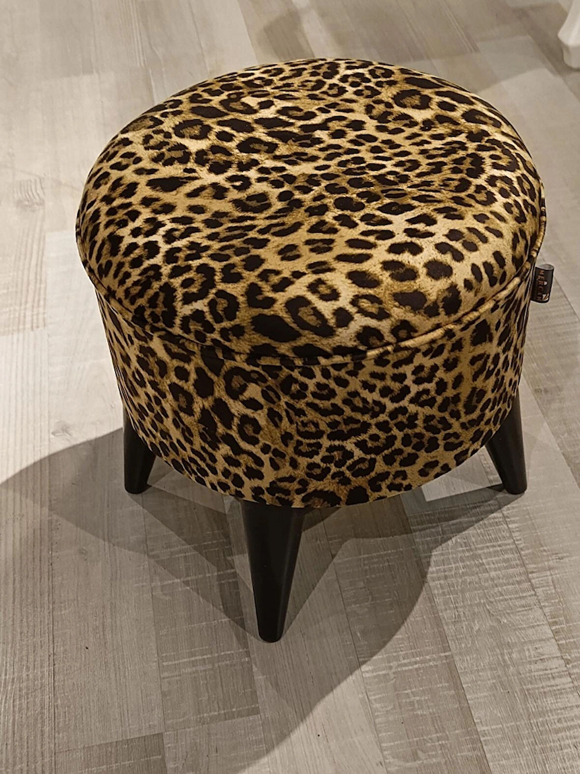 MERCAN MOBİLYA Leopar desenli Puf Bench 43 cm