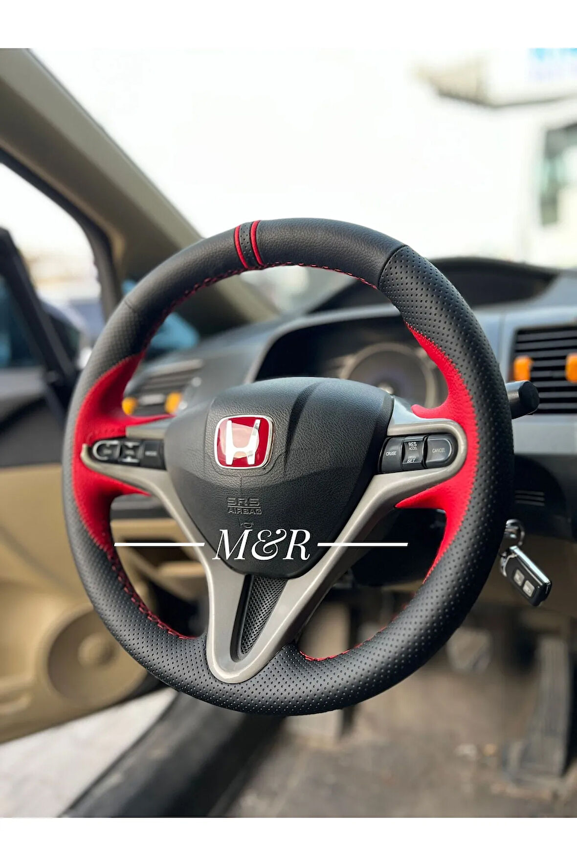 Honda Civic Fd6 Spor Kaplama Deri Direksiyon Kılıfı