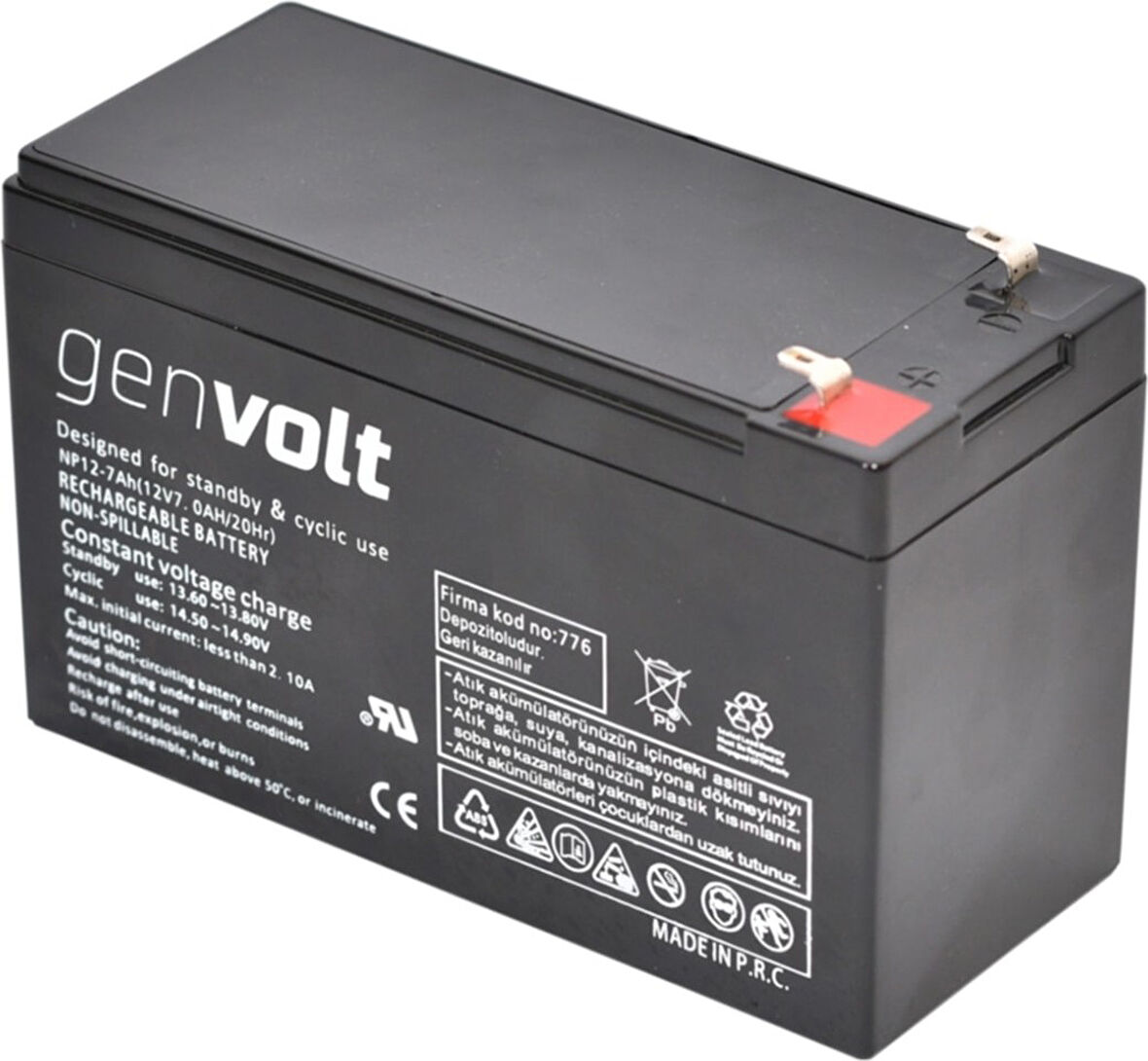 Genvolt 12V 7AH Alarm Ups Kepenk Bakımsız Kuru Akü