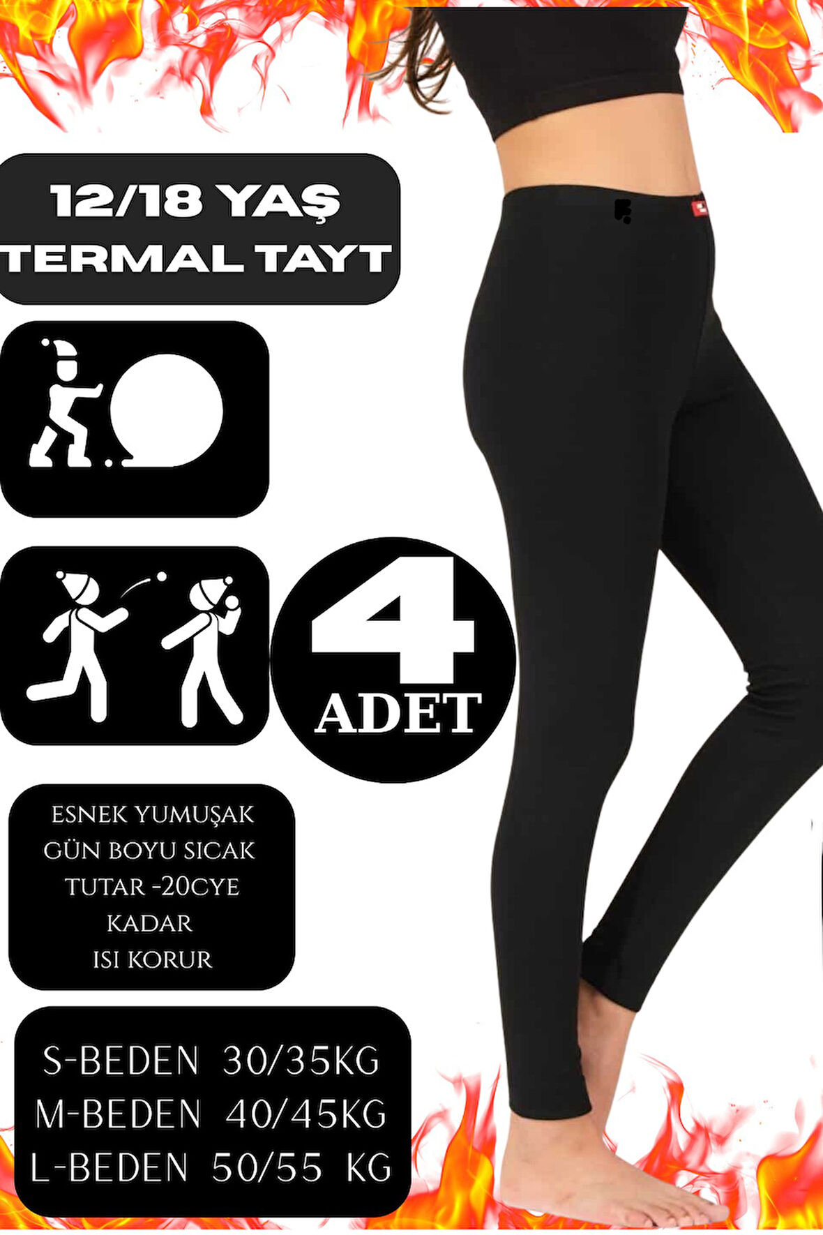 Kadın Termal Tayt – Kışlık, İçi Polarlı, Sıcak Tutan, Esnek ve Rahat 4 Adet