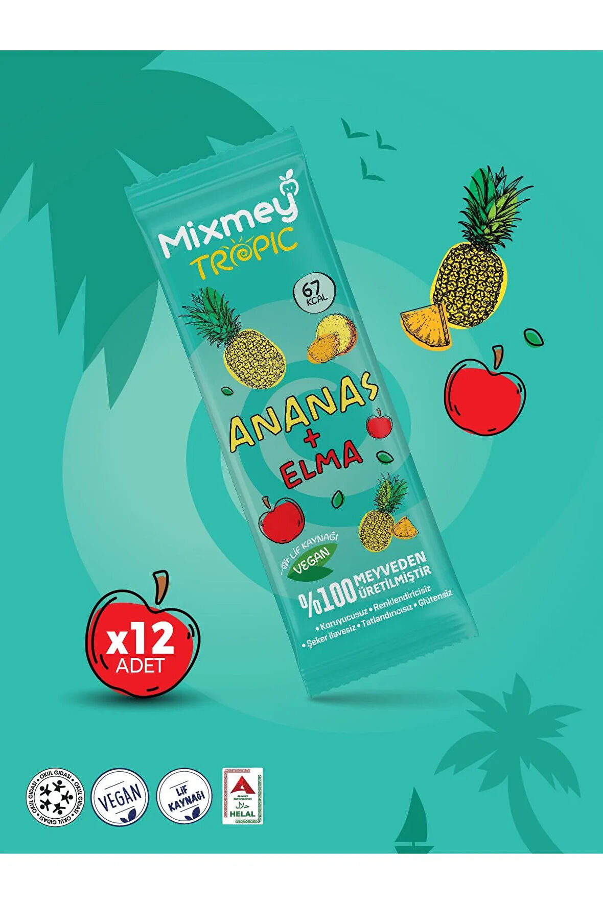 Ananas Meyve Bar | Doğal Ve Egzotik Ananas Tatları - 20gr X 12 Adet