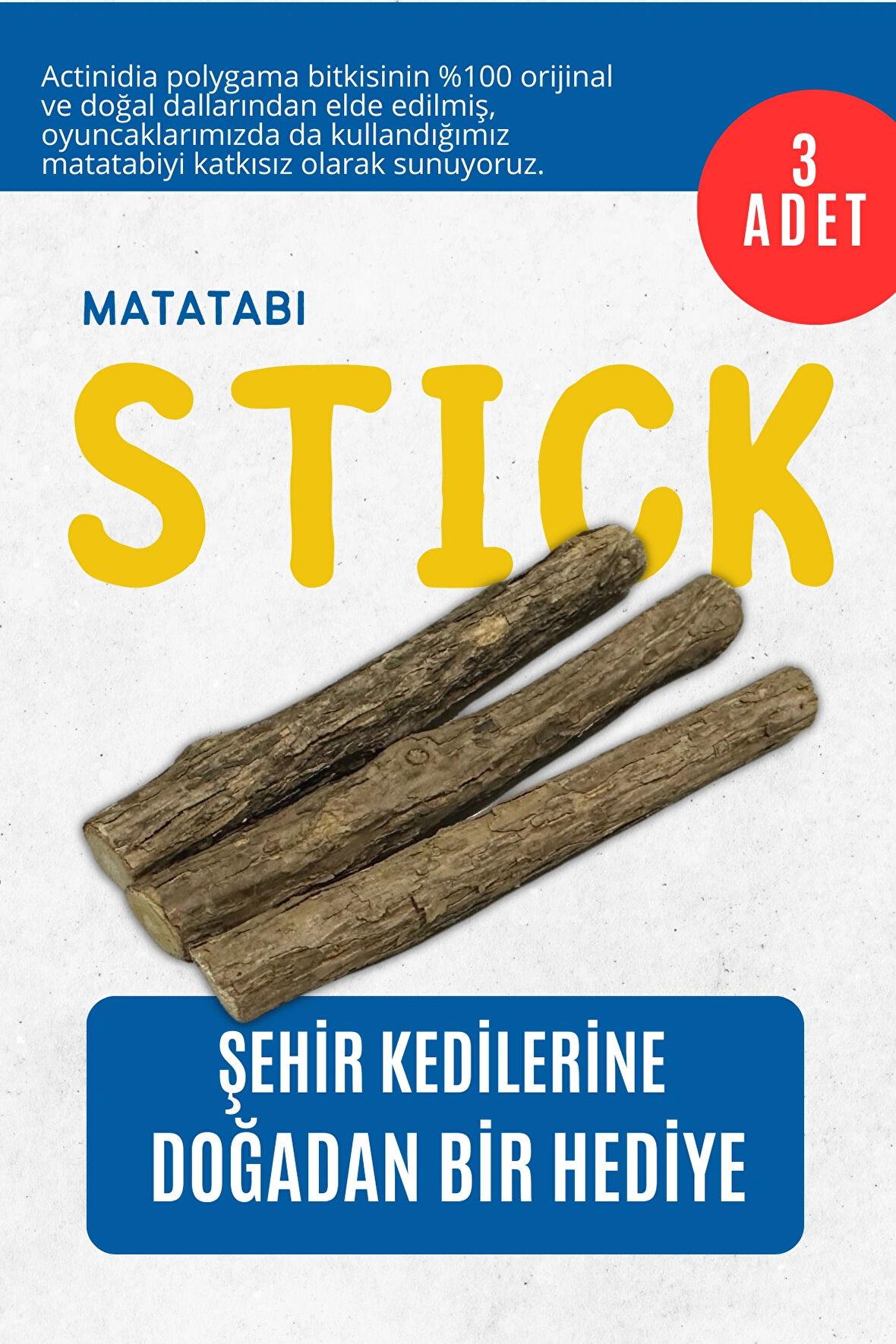 STICK - Kediler için diş temizlemeye ve stres gidermeye yardımcı oyuncak (3'lü)