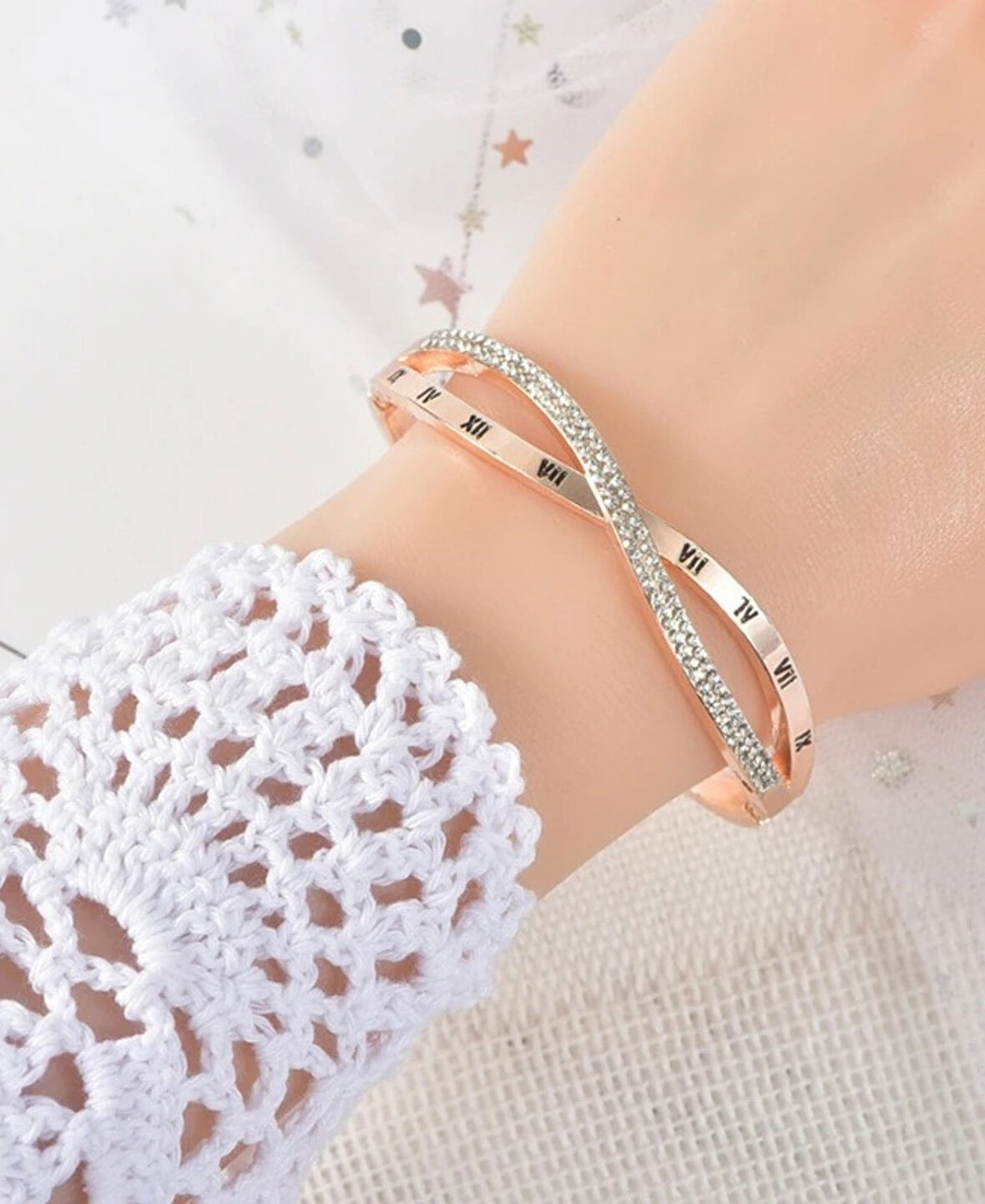 MurayShine Taşlı Romen Rakamlı Modern Çelik Bileklikler
